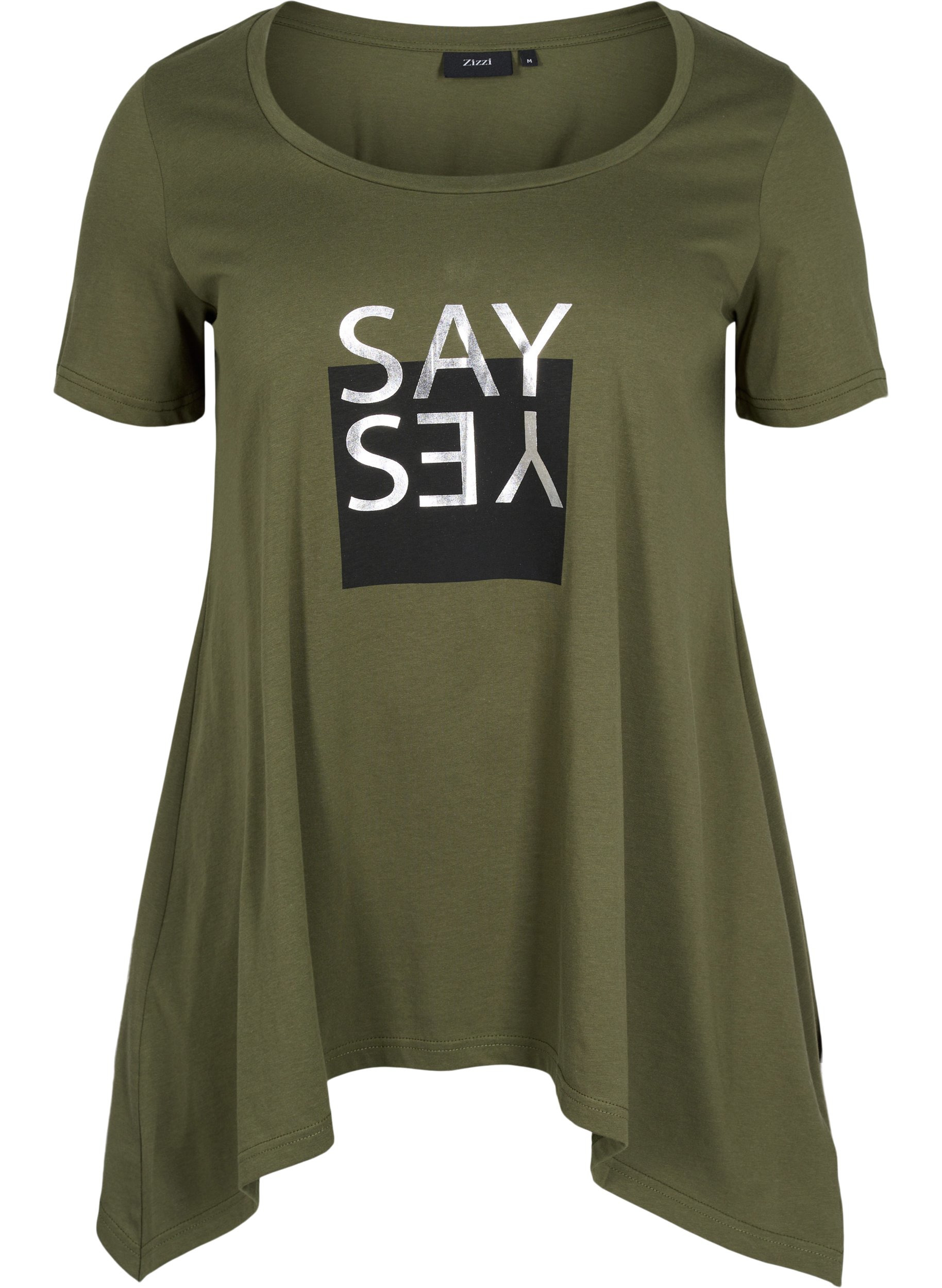 Kurzarm T-Shirt aus Baumwolle mit A-Linie, Ivy Green YES, Packshot image number 0