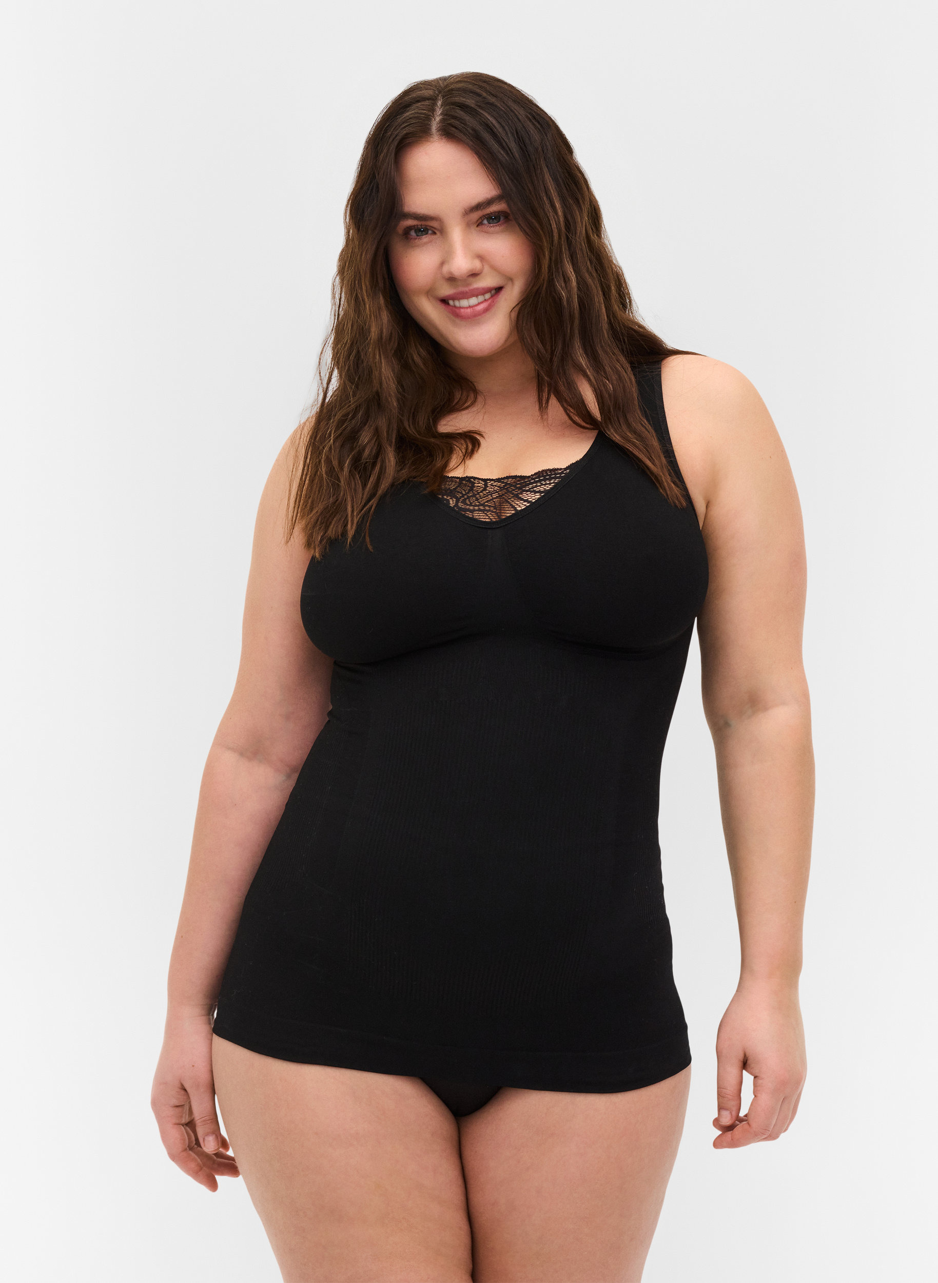 Shapewear-Top mit Spitzendetail, Black, Model