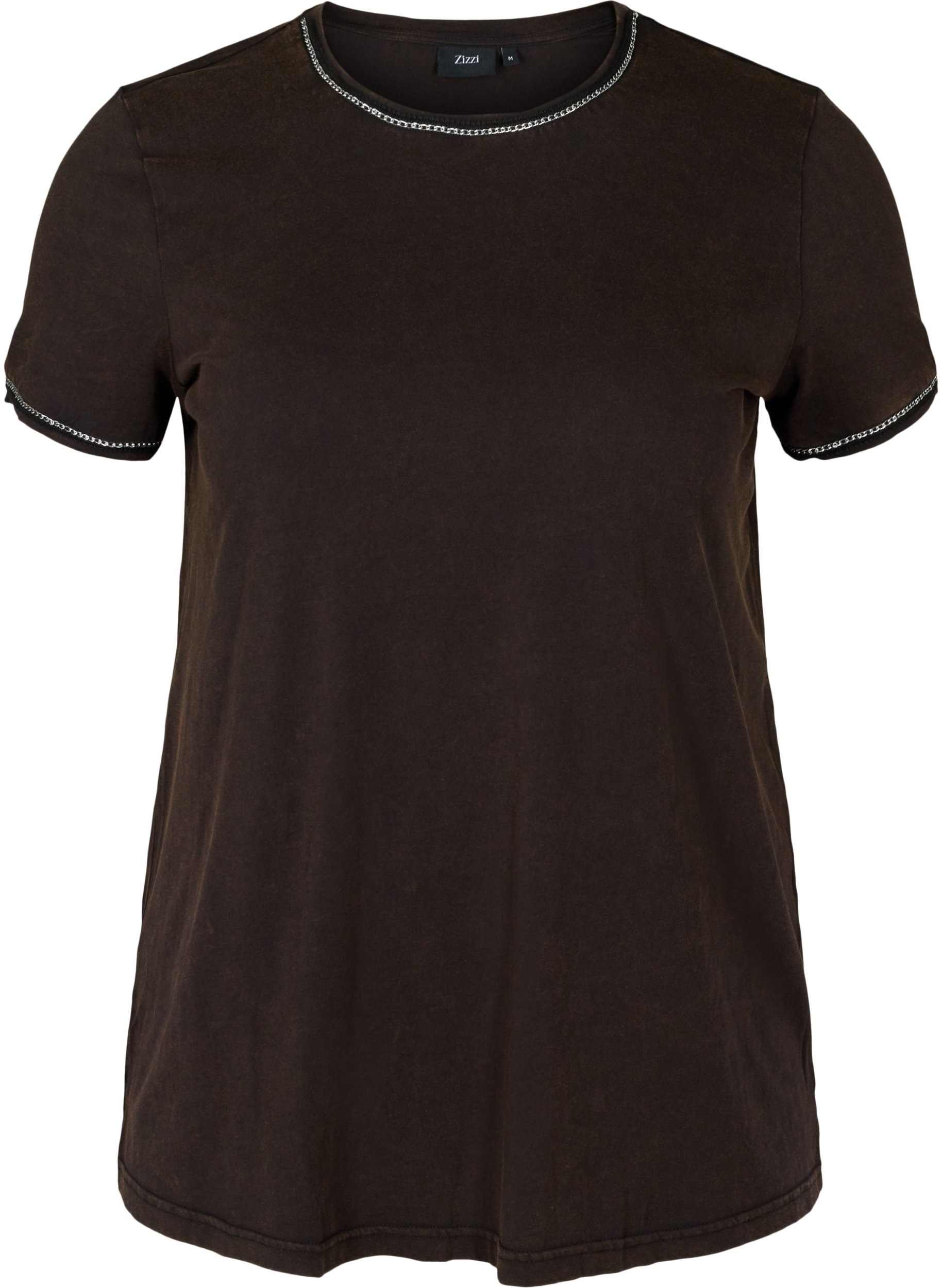 Kurzarm T-Shirt mit Kette, Black Acid Wash, Packshot image number 0