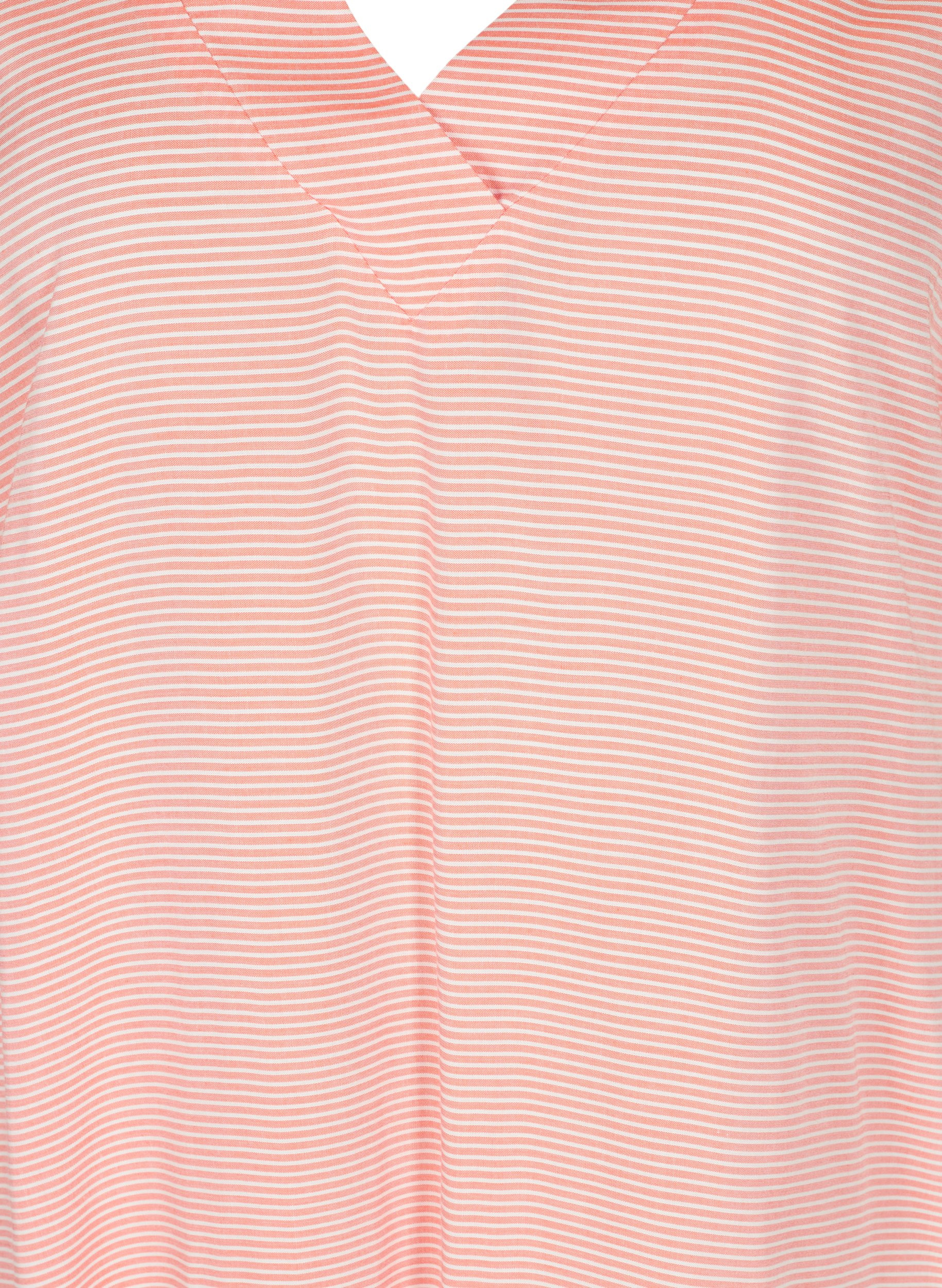 Gestreifte Tunika aus Viskose mit kurzen Ärmeln, Orange Stripe, Packshot image number 2