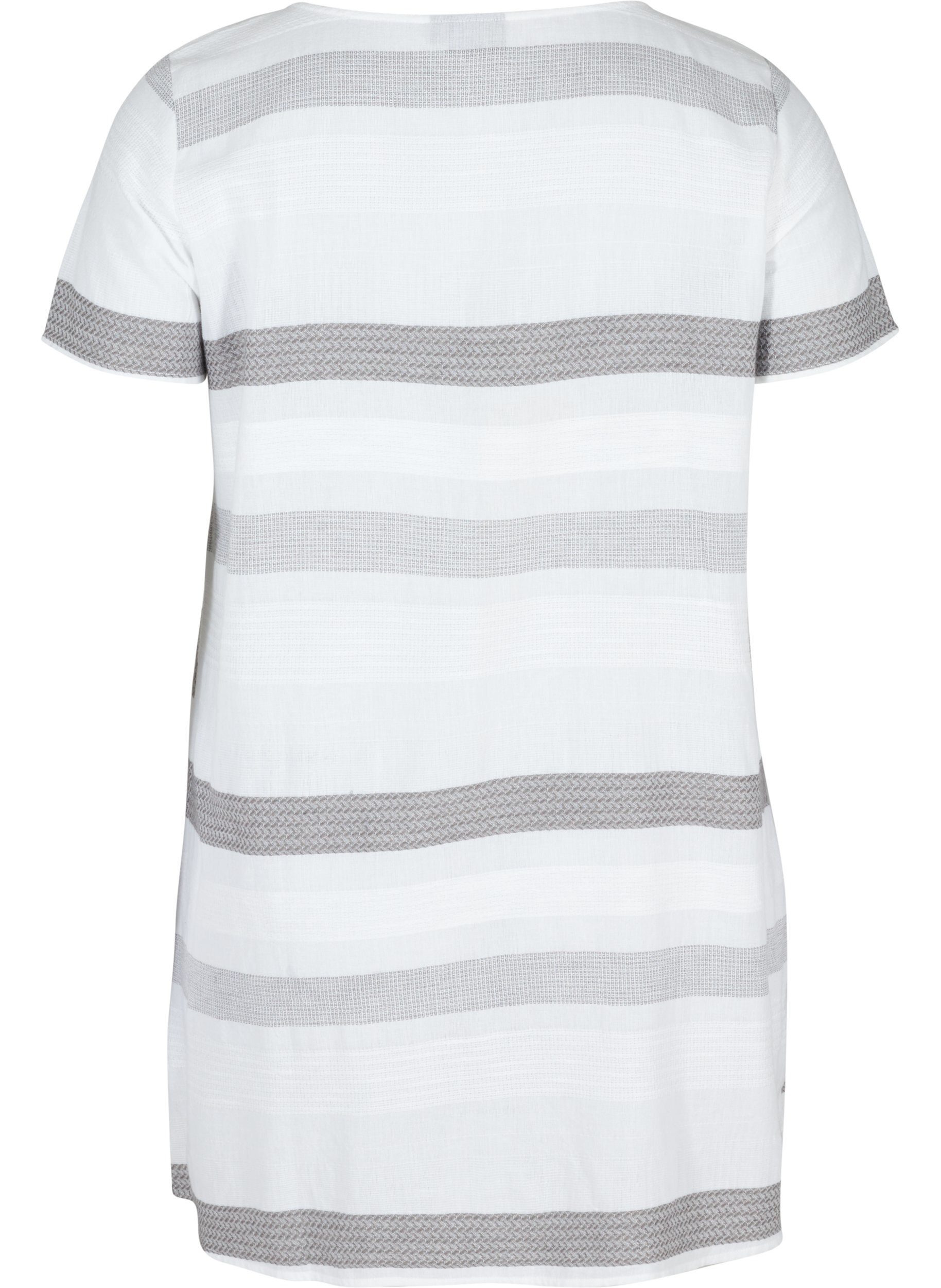 Gestreiftes Kleid mit kurzen Ärmel, White Stripe, Packshot image number 1
