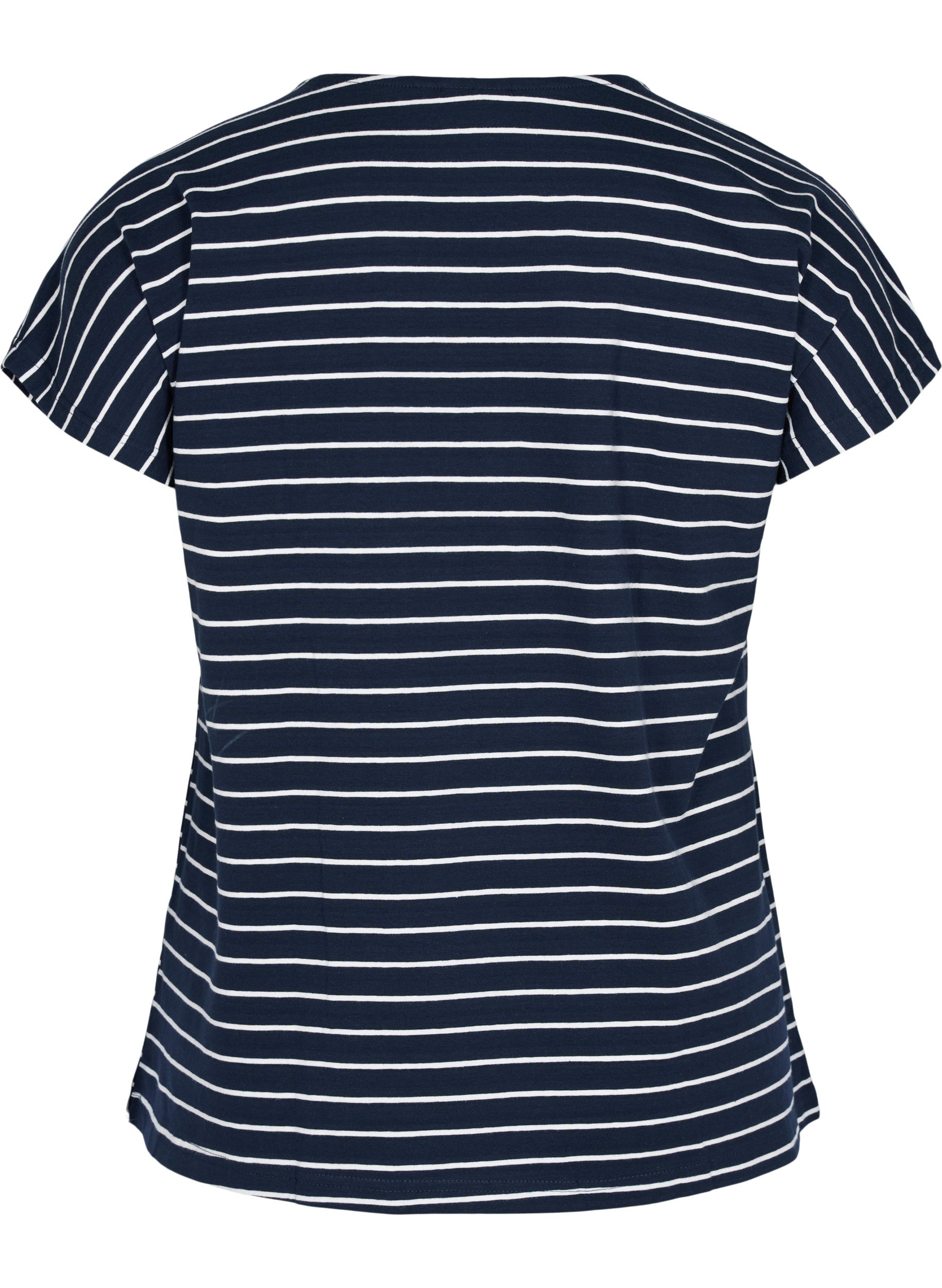 T-Shirt aus Baumwolle mit Streifen, Blue Stripe, Packshot image number 1