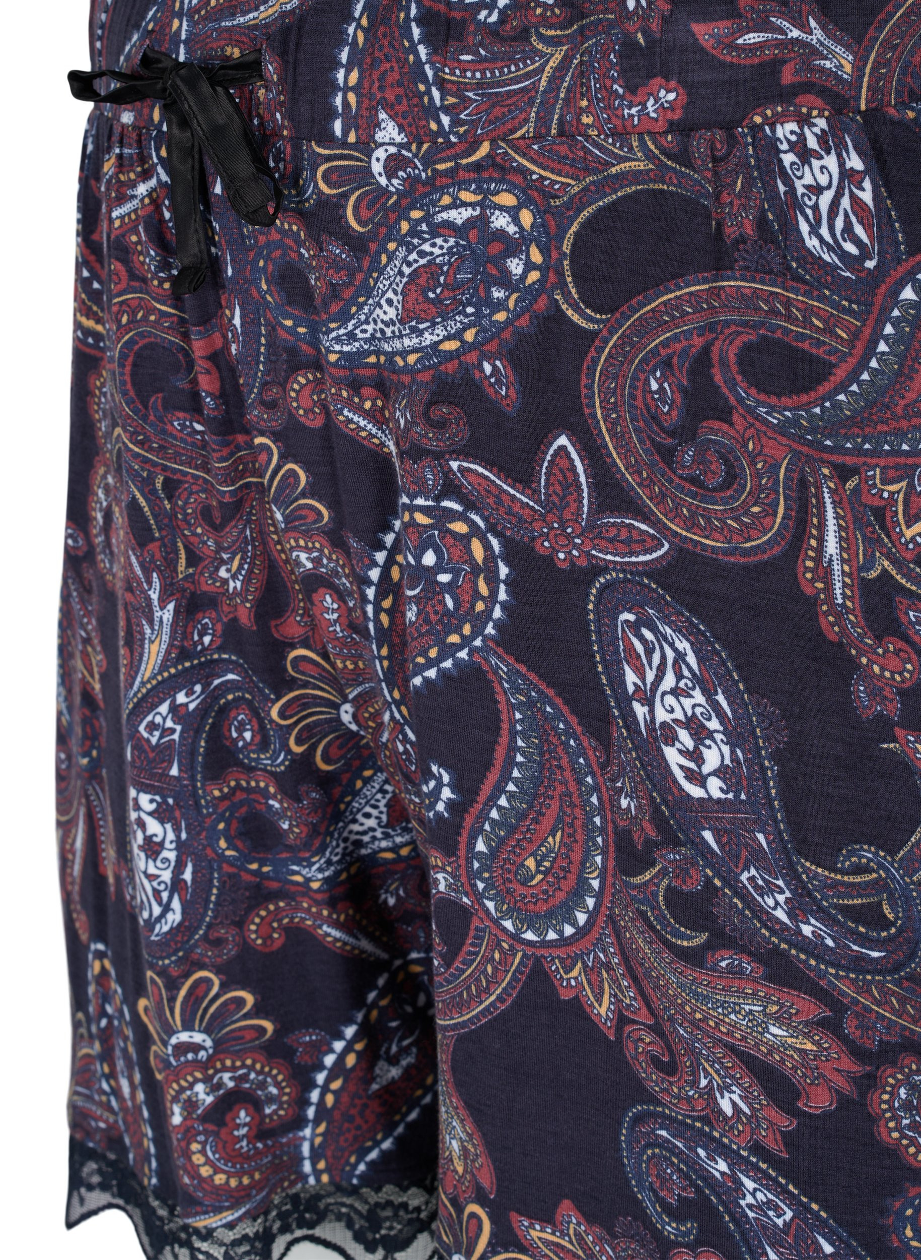 Kurze Schlafanzughose aus Viskose mit Spitzendetails, PAISLEY PRINT, Packshot image number 2