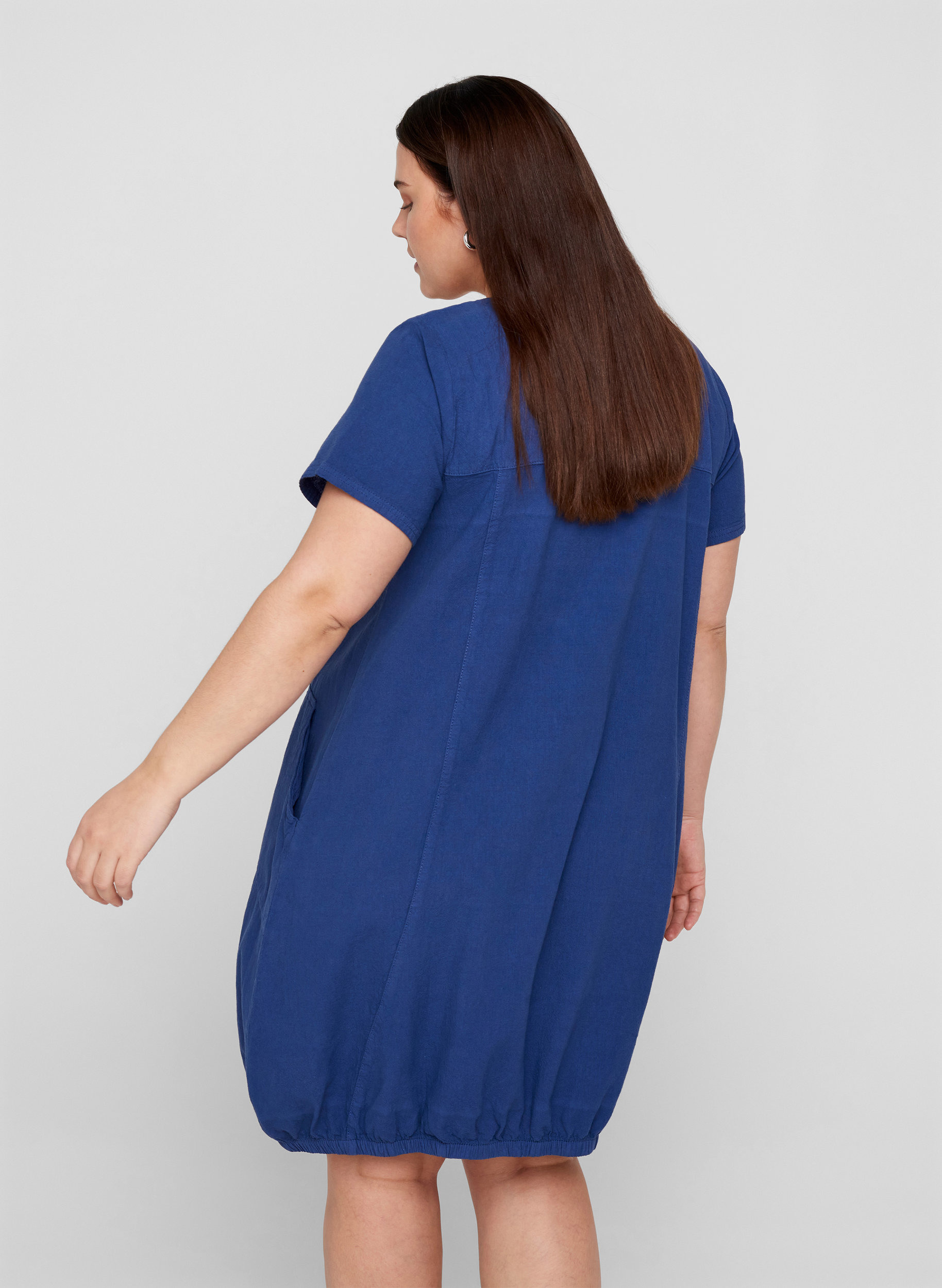 Kurzarm Kleid aus Baumwolle, Twilight Blue, Model image number 1