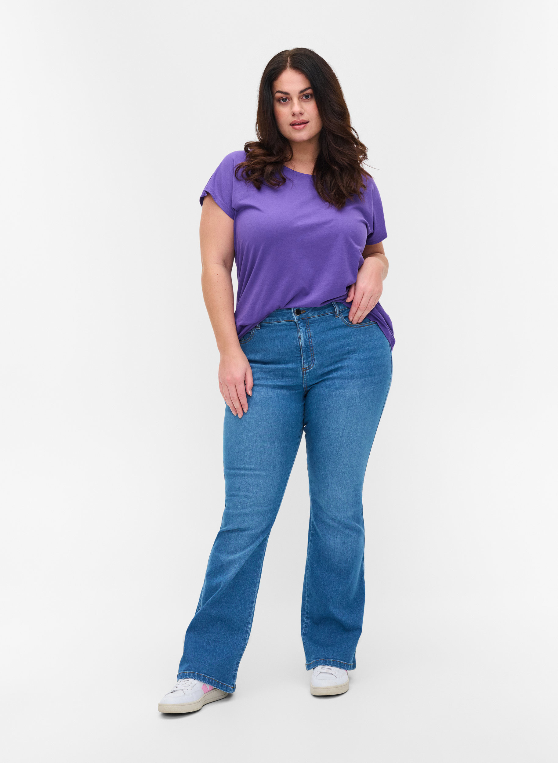 Hochtaillierte Ellen Bootcut Jeans, Light blue, Model