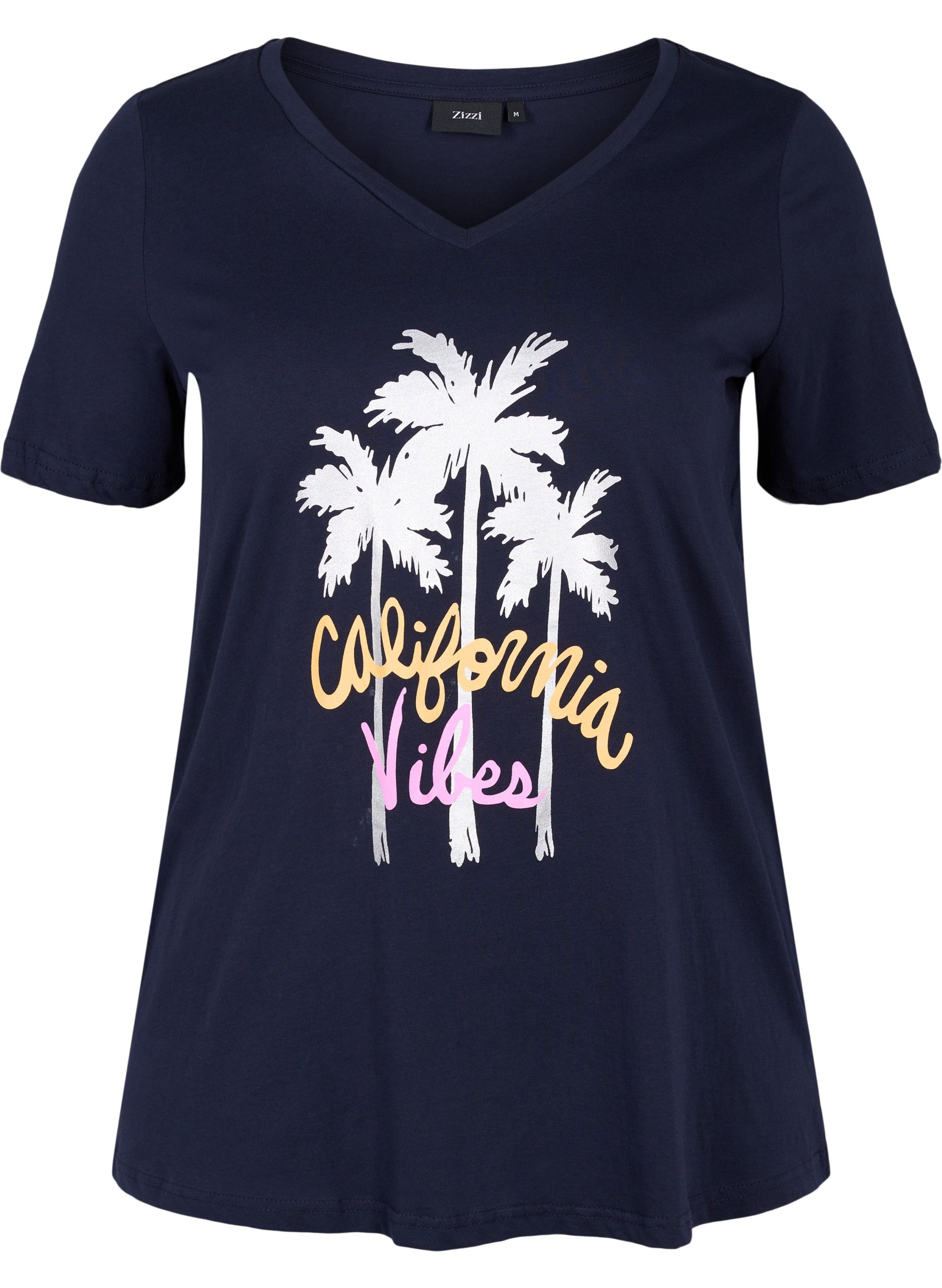 T-Shirt aus Baumwolle mit V-Ausschnitt, Night Sky California, Packshot image number 0