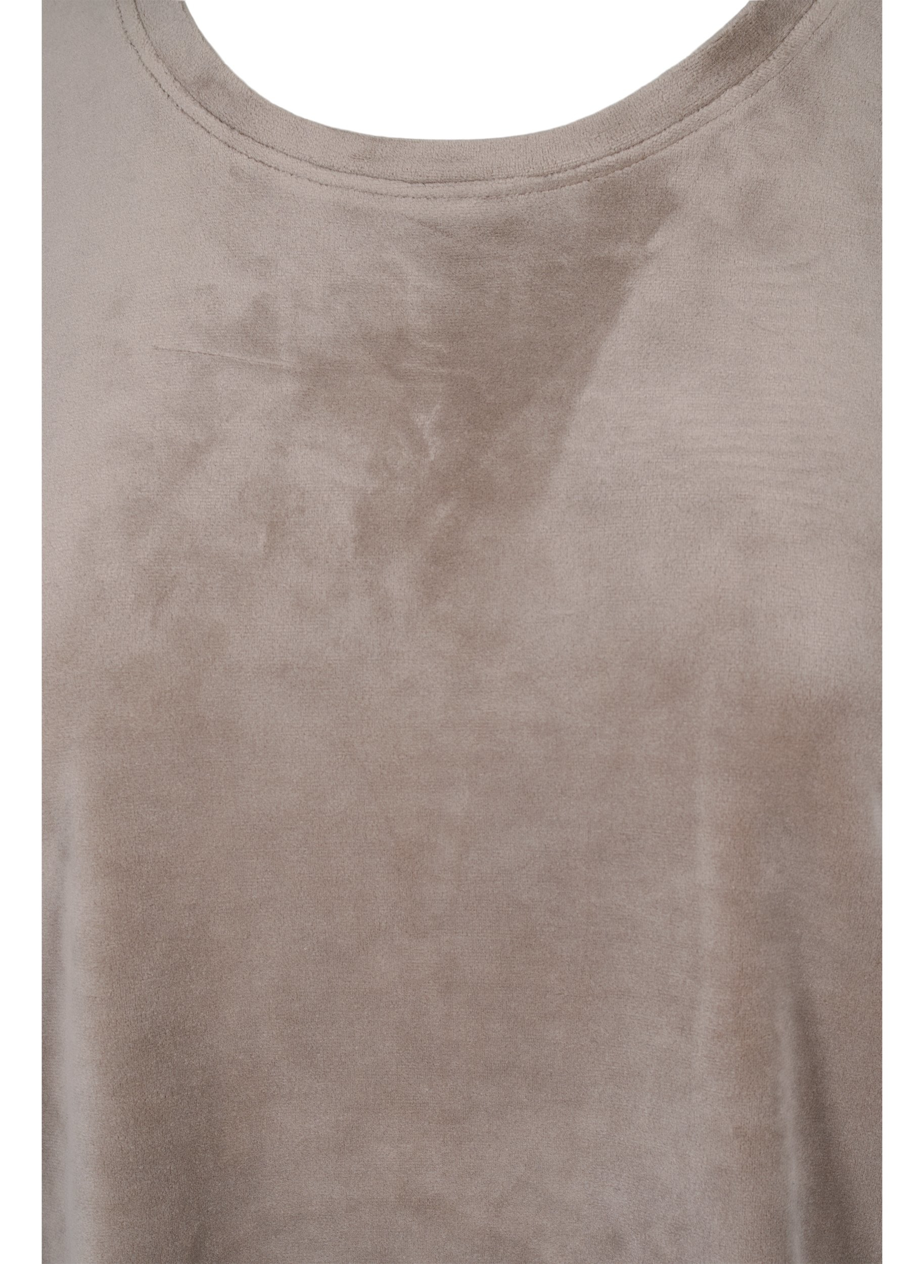 Kurzarm Velours T-Shirt, Taupe Gray, Packshot image number 2