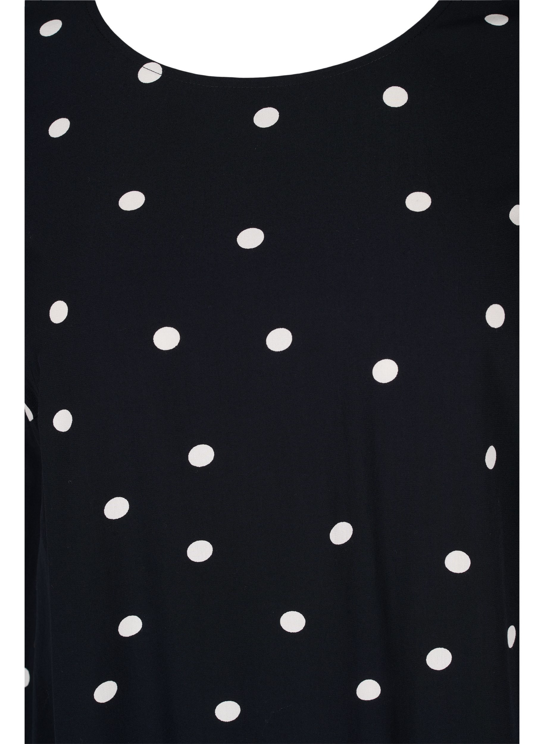 Geblümtes Kurzarm Kleid aus Viskose, Black Dot, Packshot image number 2