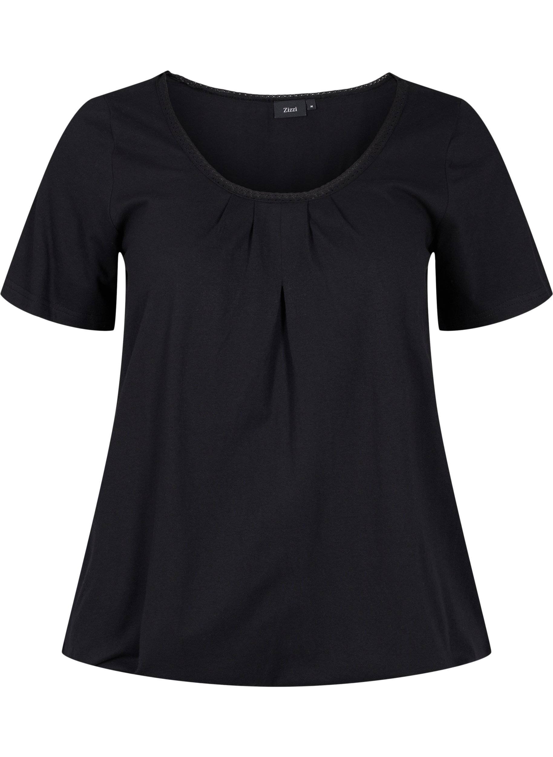 Kurzarm Baumwoll-T-Shirt, Black, Packshot image number 0