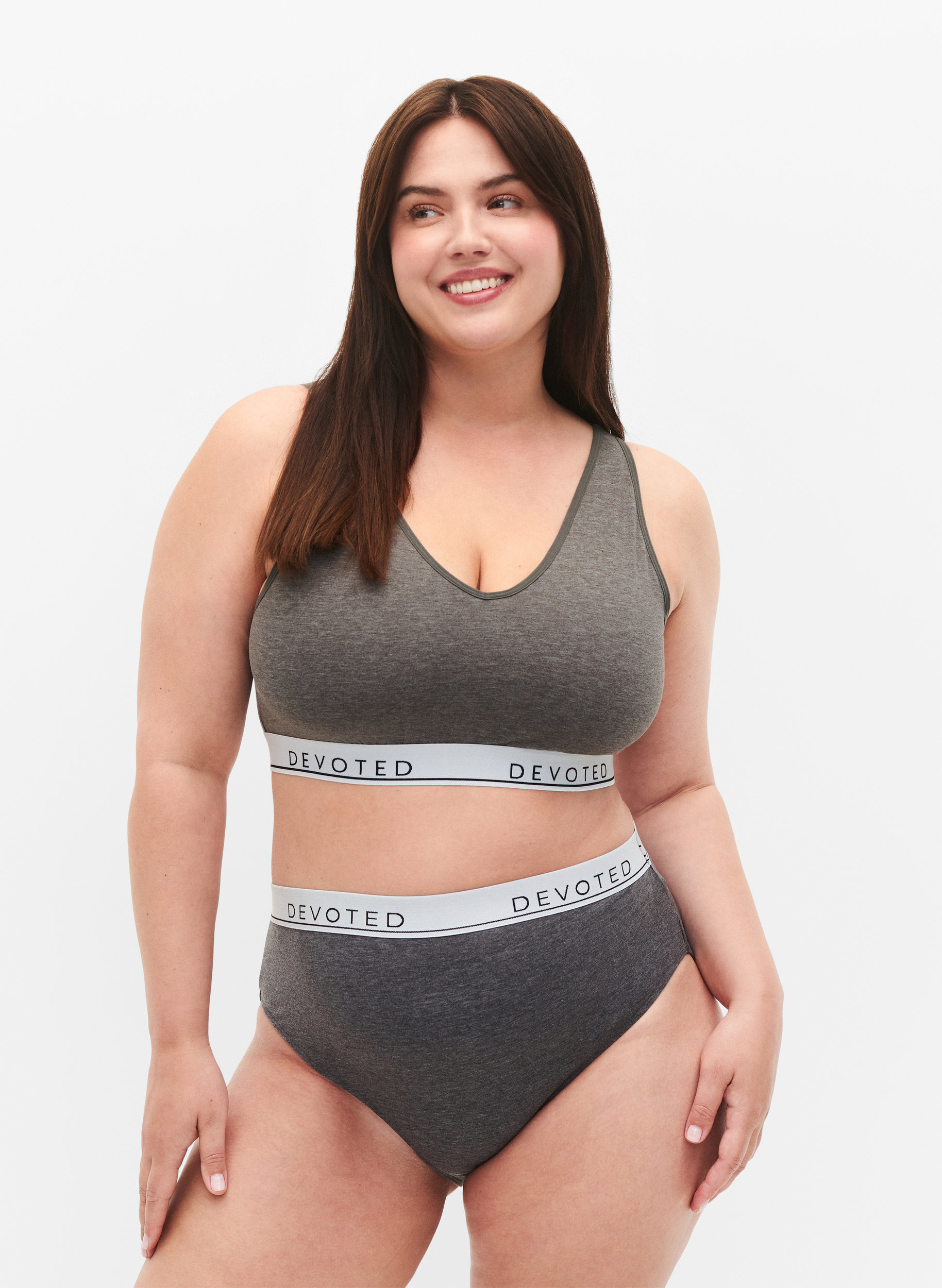 Melierter Slip mit regulärer Taille, Medium Grey Melange, Model