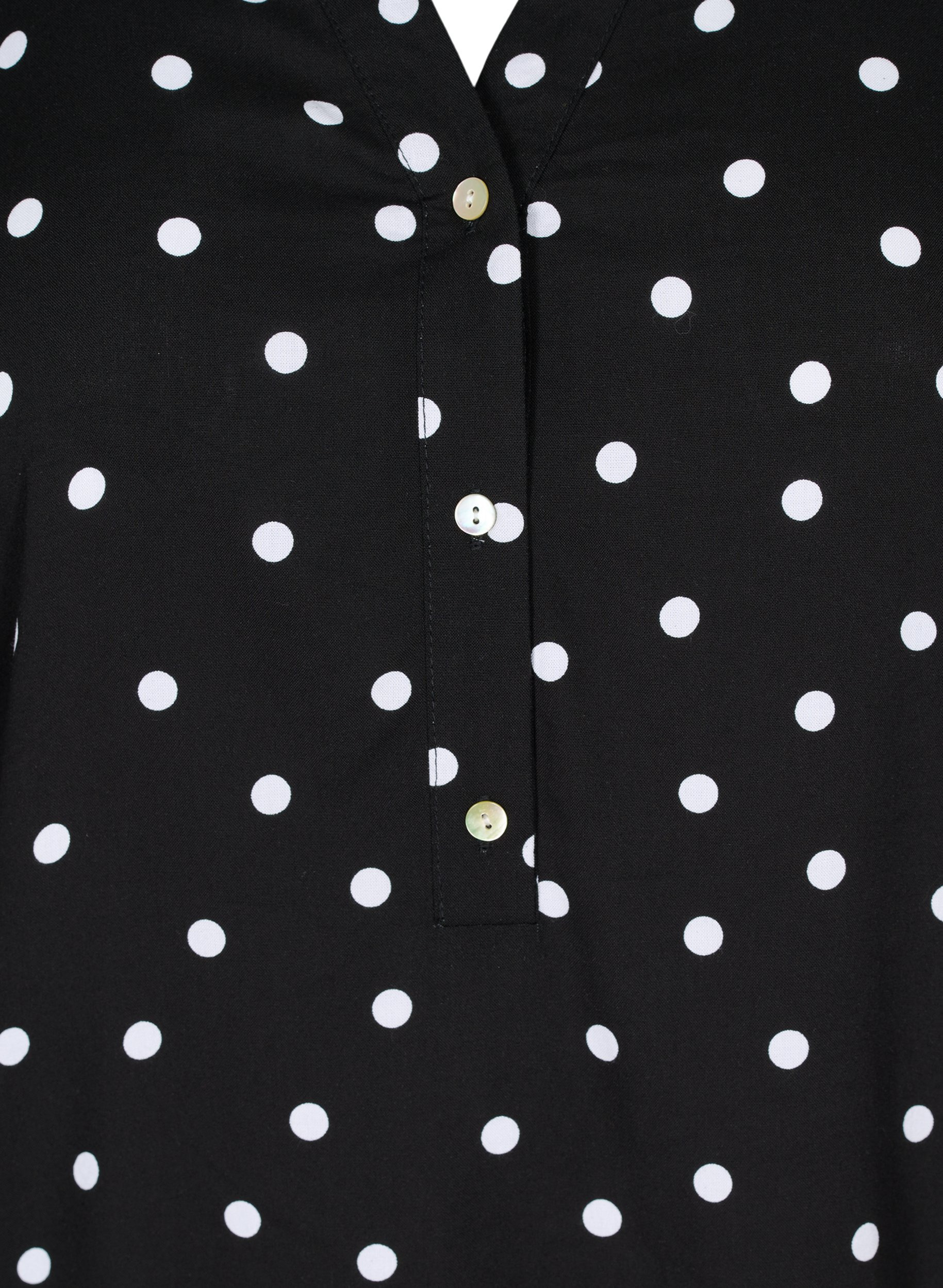 Bedruckte Tunika mit V-Ausschnitt und kurzen Ärmeln, Black Dot, Packshot image number 2