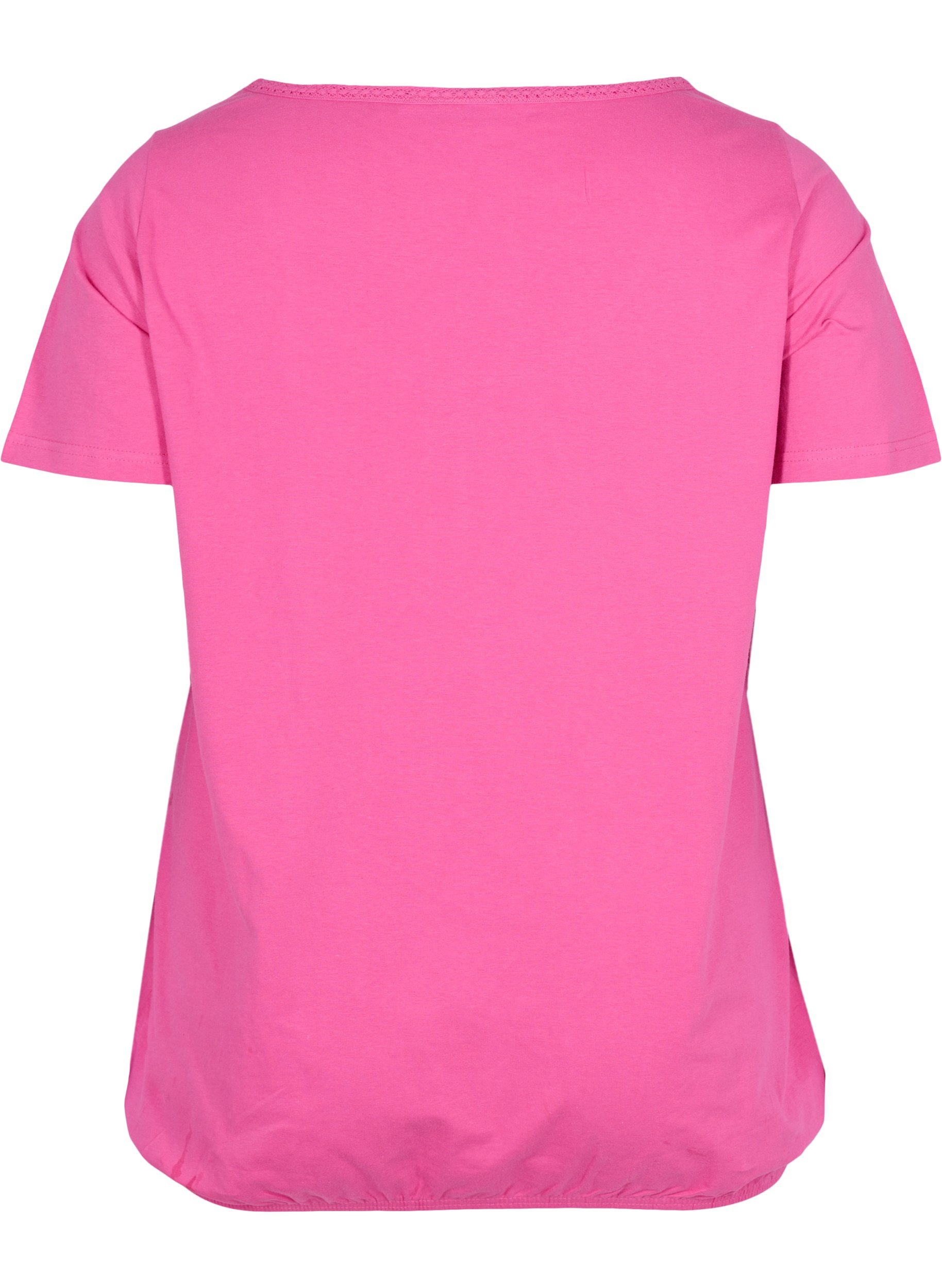 Kurzarm Baumwoll-T-Shirt, Raspberry Rose, Packshot image number 1