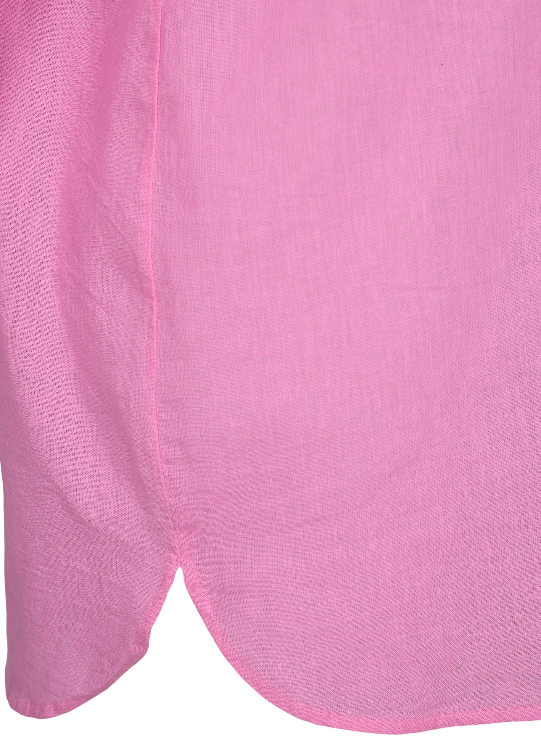 Bluse mit 3/4-Ärmeln und Knopfverschluss, Begonia Pink, Packshot image number 3