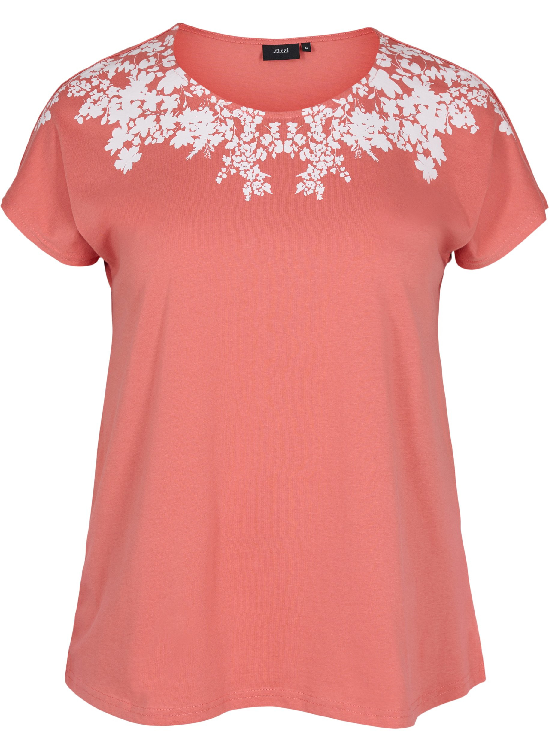 T-Shirt aus Baumwolle mit Printdetails, Faded RoseMel feath, Packshot image number 0