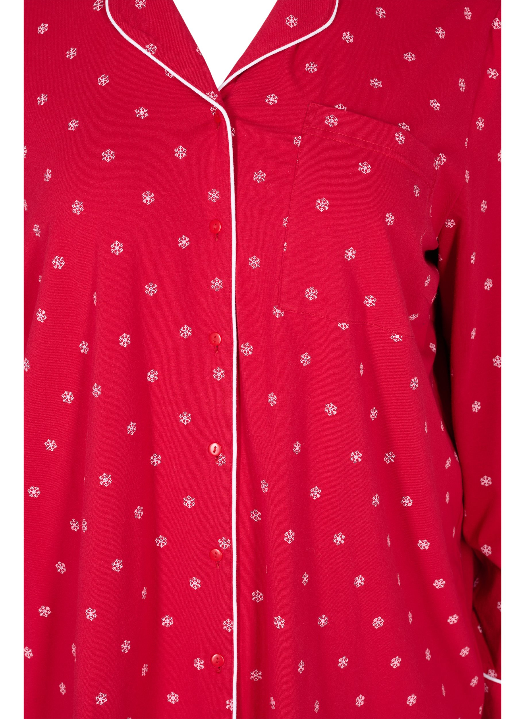 Schlafanzugoberteil aus Baumwolle mit Print, Tango Red AOP, Packshot image number 2