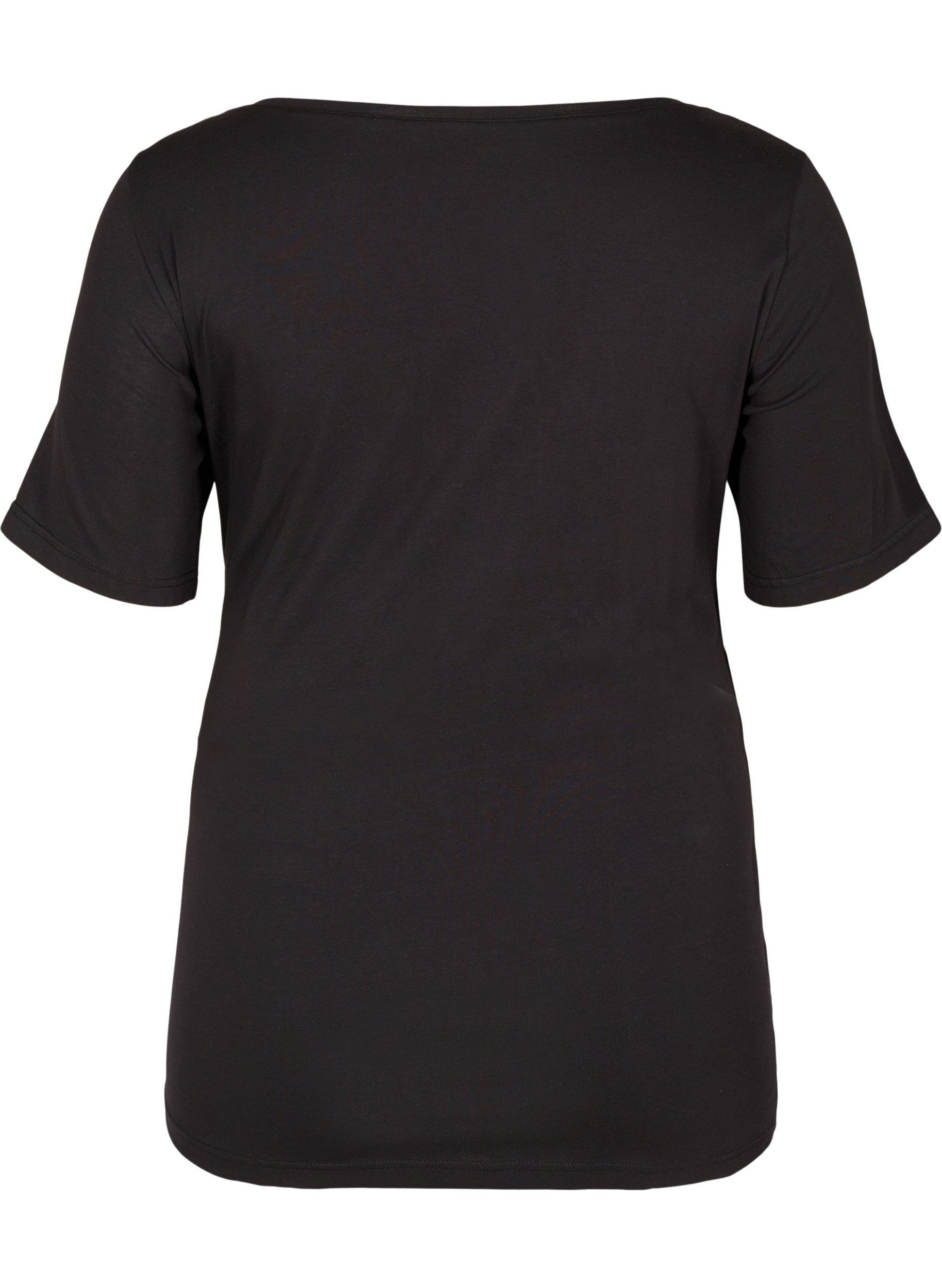 Kurzärmeliges Umstands-T-Shirt aus Baumwolle, Black, Packshot image number 1