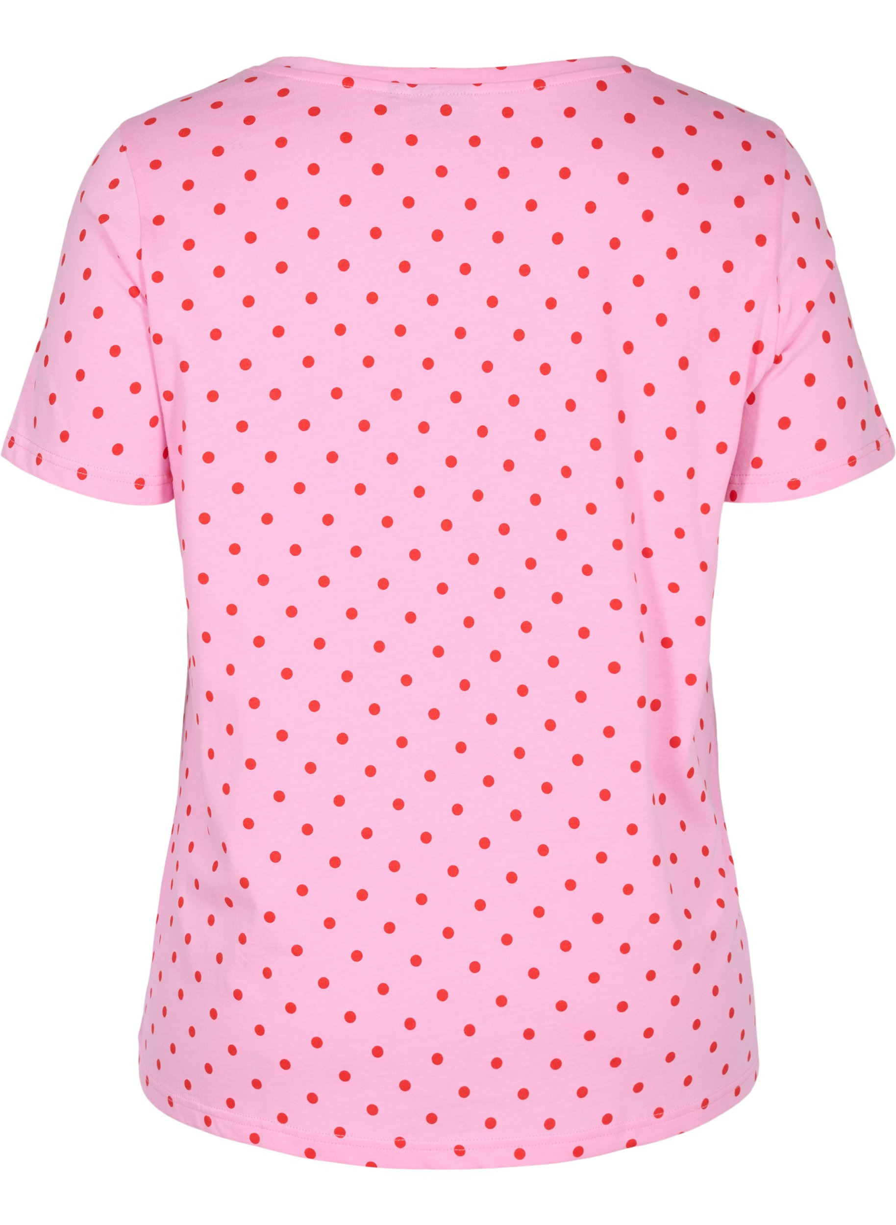 Gepunktetes T-Shirt aus Baumwolle, Prism Pink W. Dot, Packshot image number 1