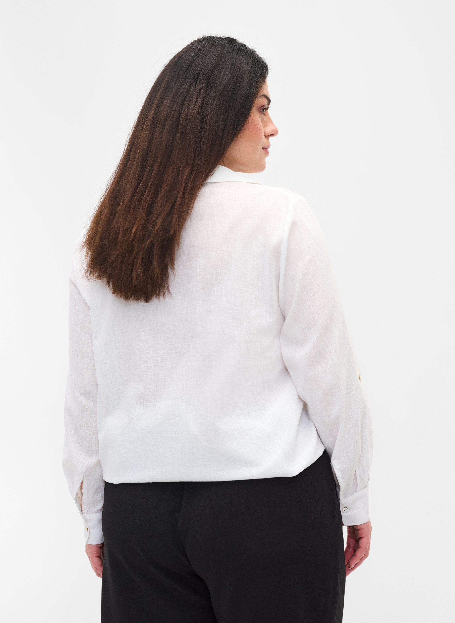 Bluse mit 3/4-Ärmeln und Knöpfen, White, Model