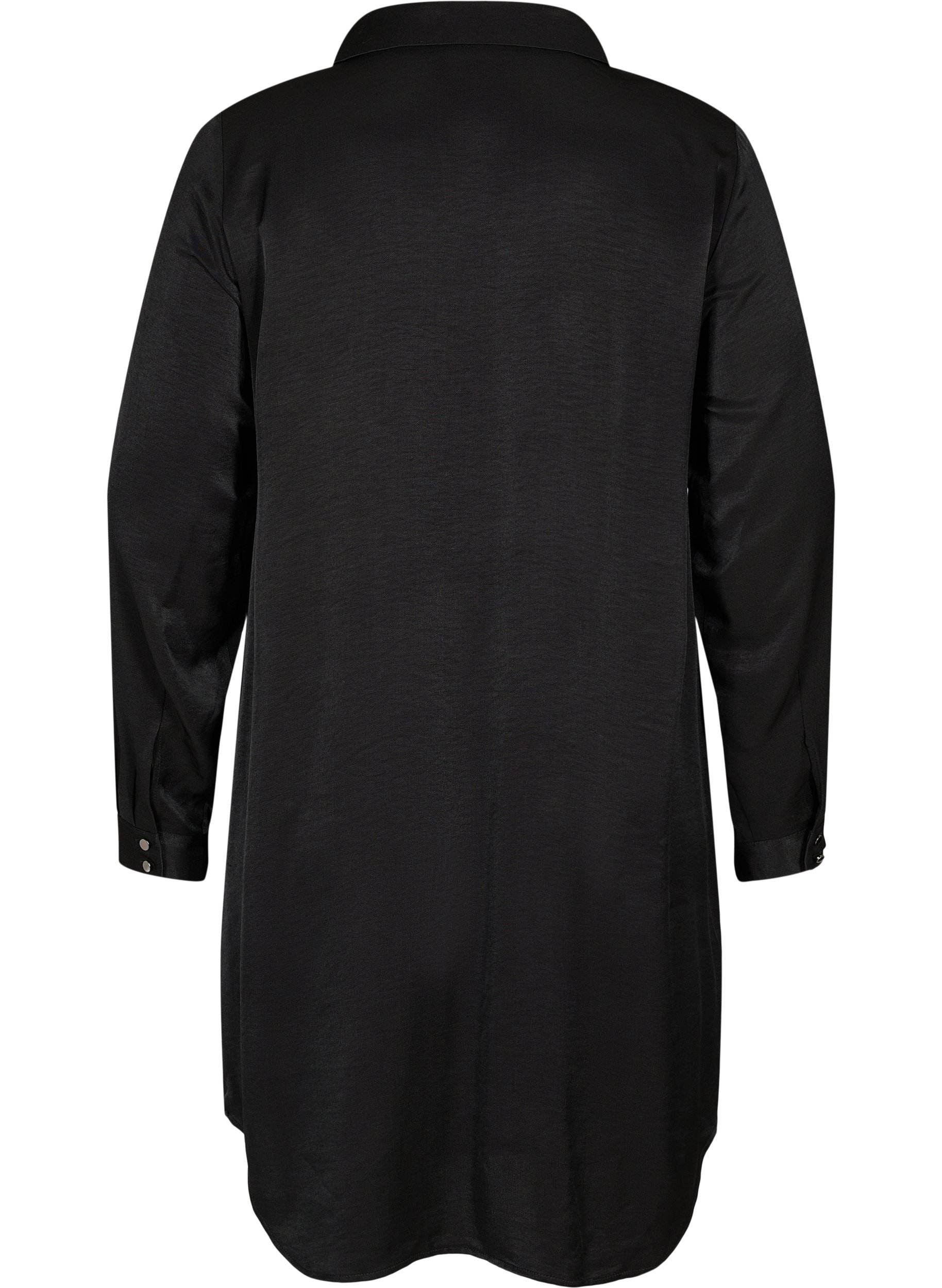 Langarm Kleid mit Kragen und Reißverschluss, Black, Packshot image number 1