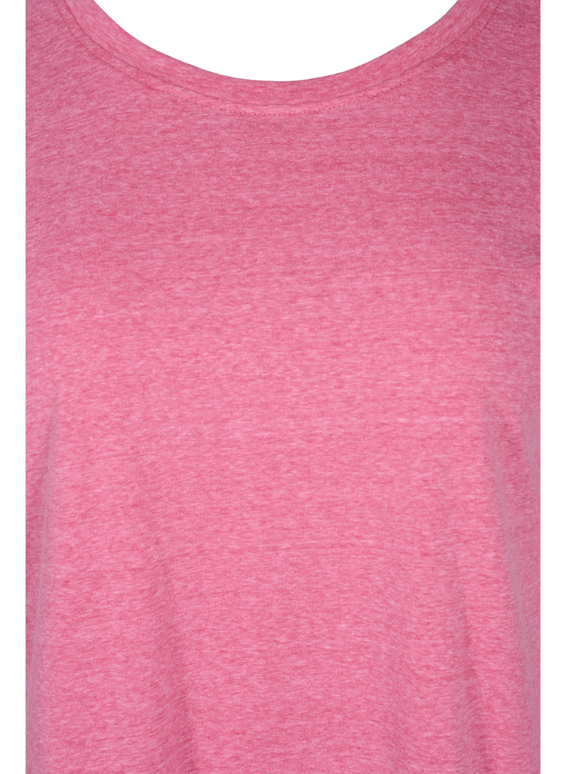 Meliertes T-Shirt aus Baumwolle, Fandango Pink Mél, Packshot image number 2