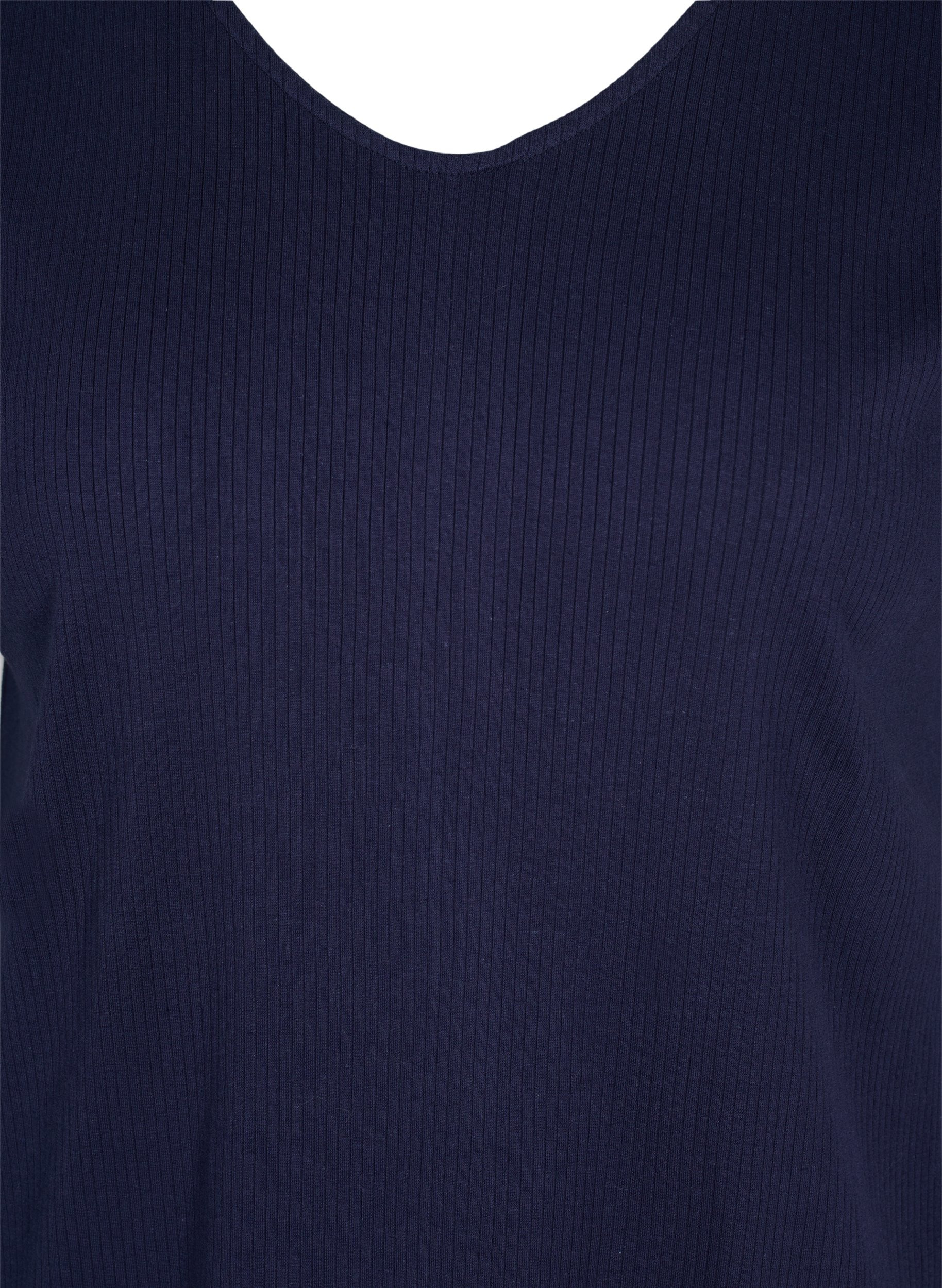 Kurzarm Kleid aus Baumwolle mit Rippstruktur, Navy Blazer, Packshot image number 2