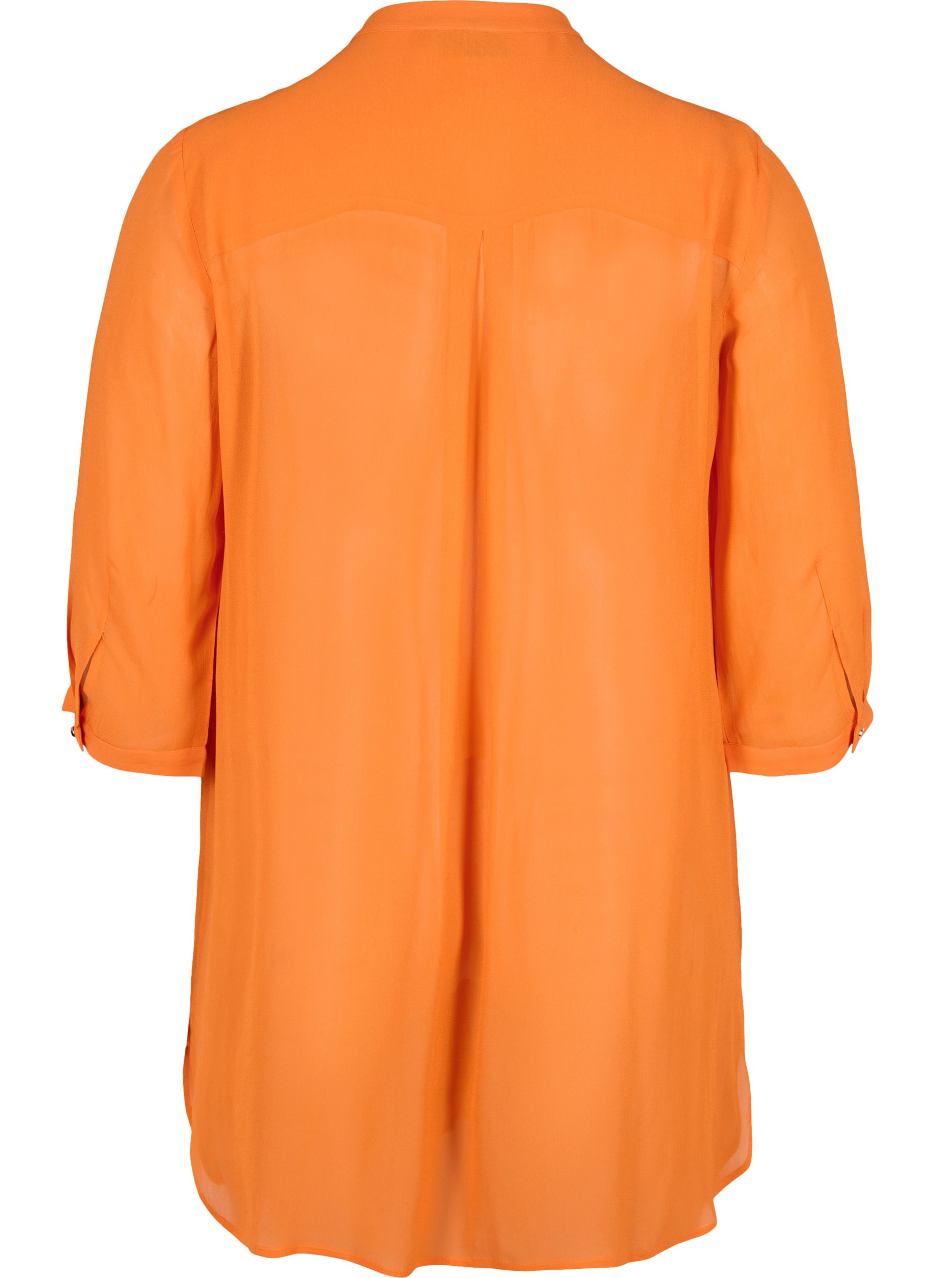 Lange Hemdbluse aus Viskose mit 3/4-Ärmeln, Orange Peel, Packshot image number 1