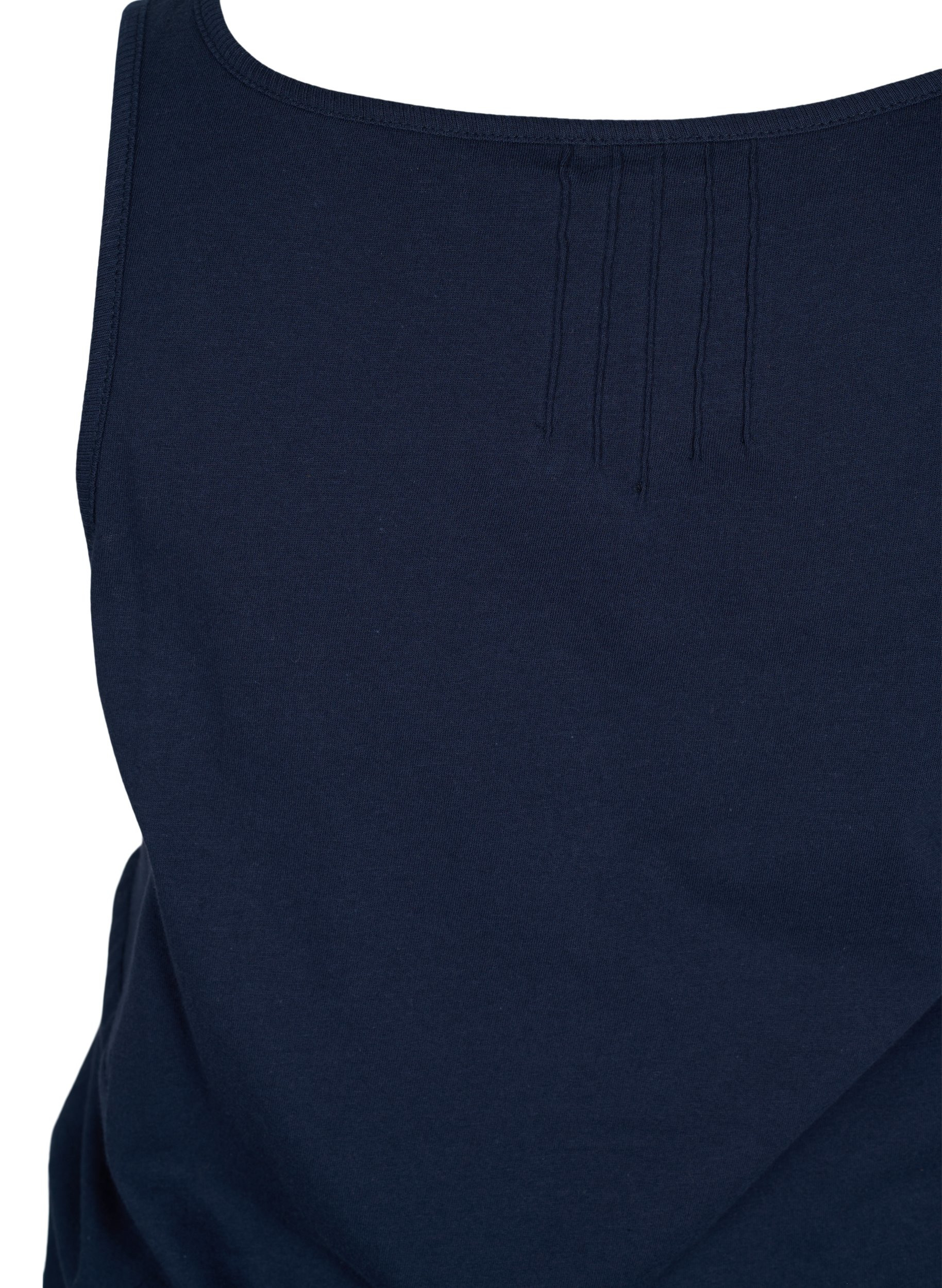 Einfarbiges Baumwolltop mit elastischem Bündchen, Navy Blazer, Packshot image number 3