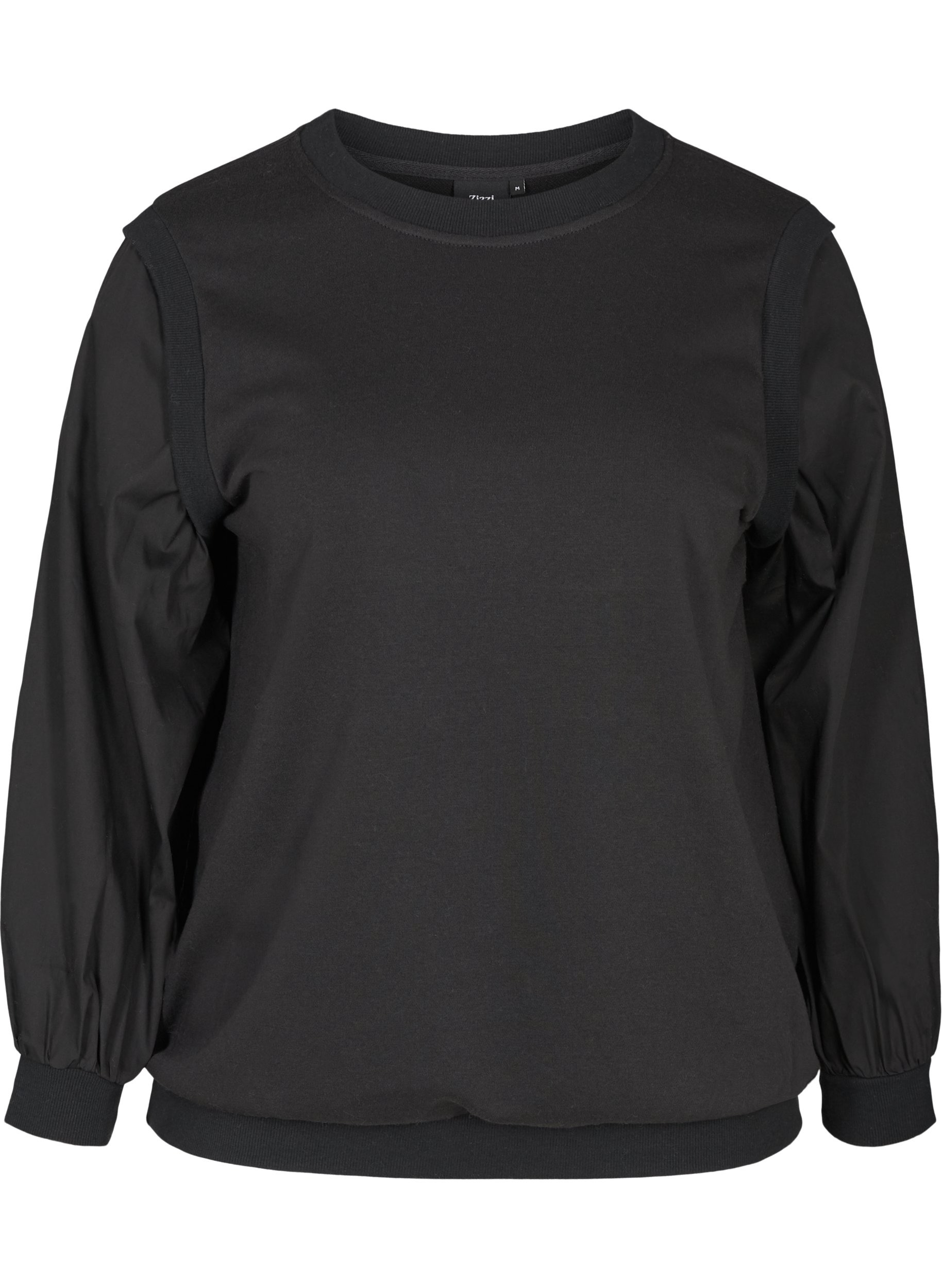 Sweatshirt mit langen Ärmeln und Rippbündchen, Black, Packshot image number 0