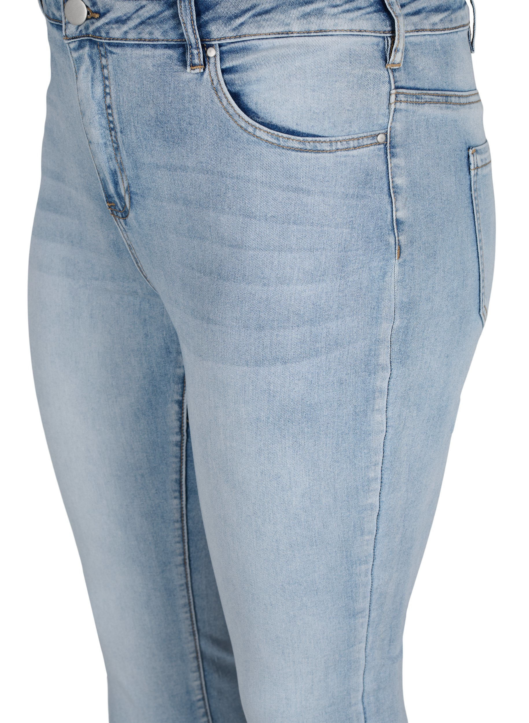 Amy Jeans mit hoher Taille und dekorativen Steinen, Light blue, Packshot image number 2