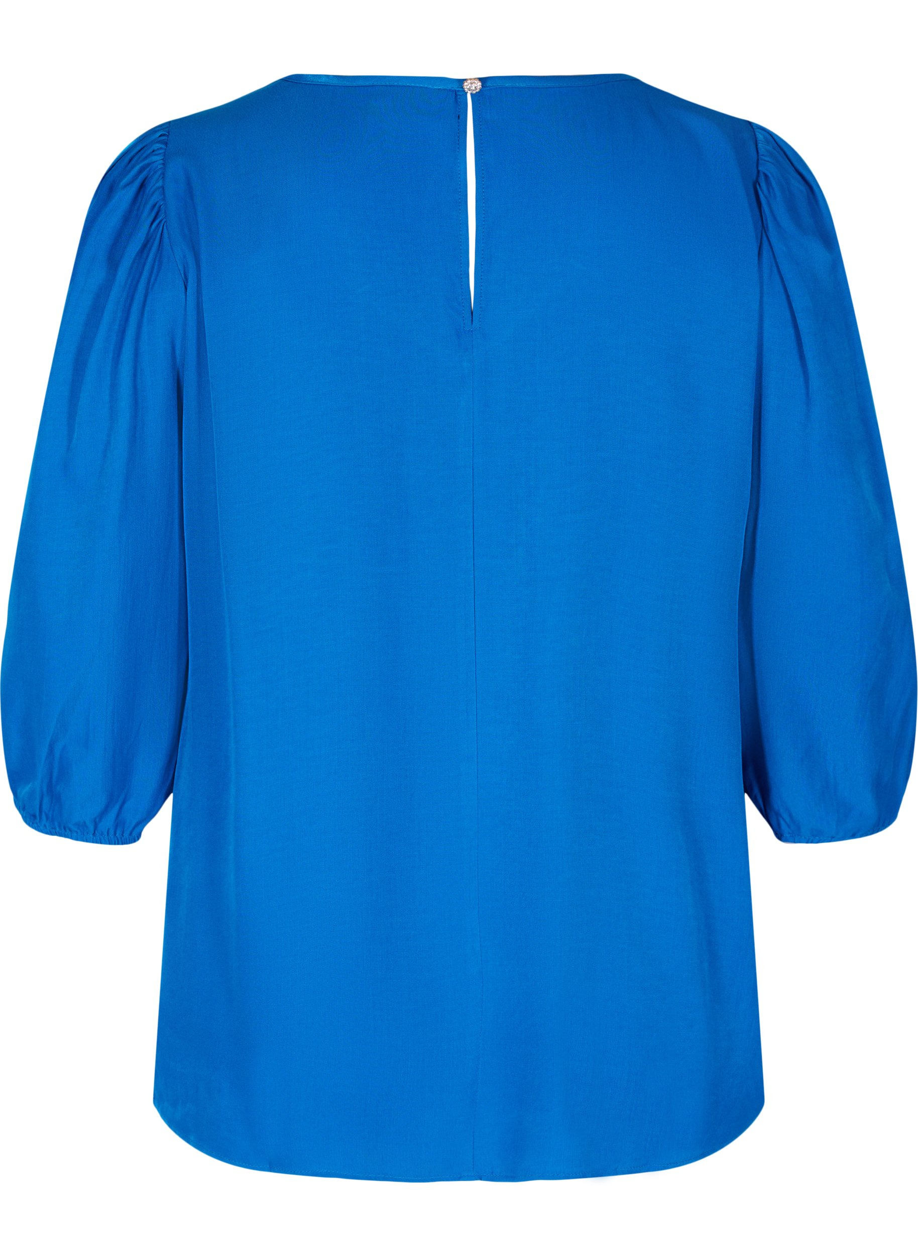 Bluse mit A-Linie, V-Ausschnitt und 3/4-Ärmeln, Princess Blue, Packshot image number 1