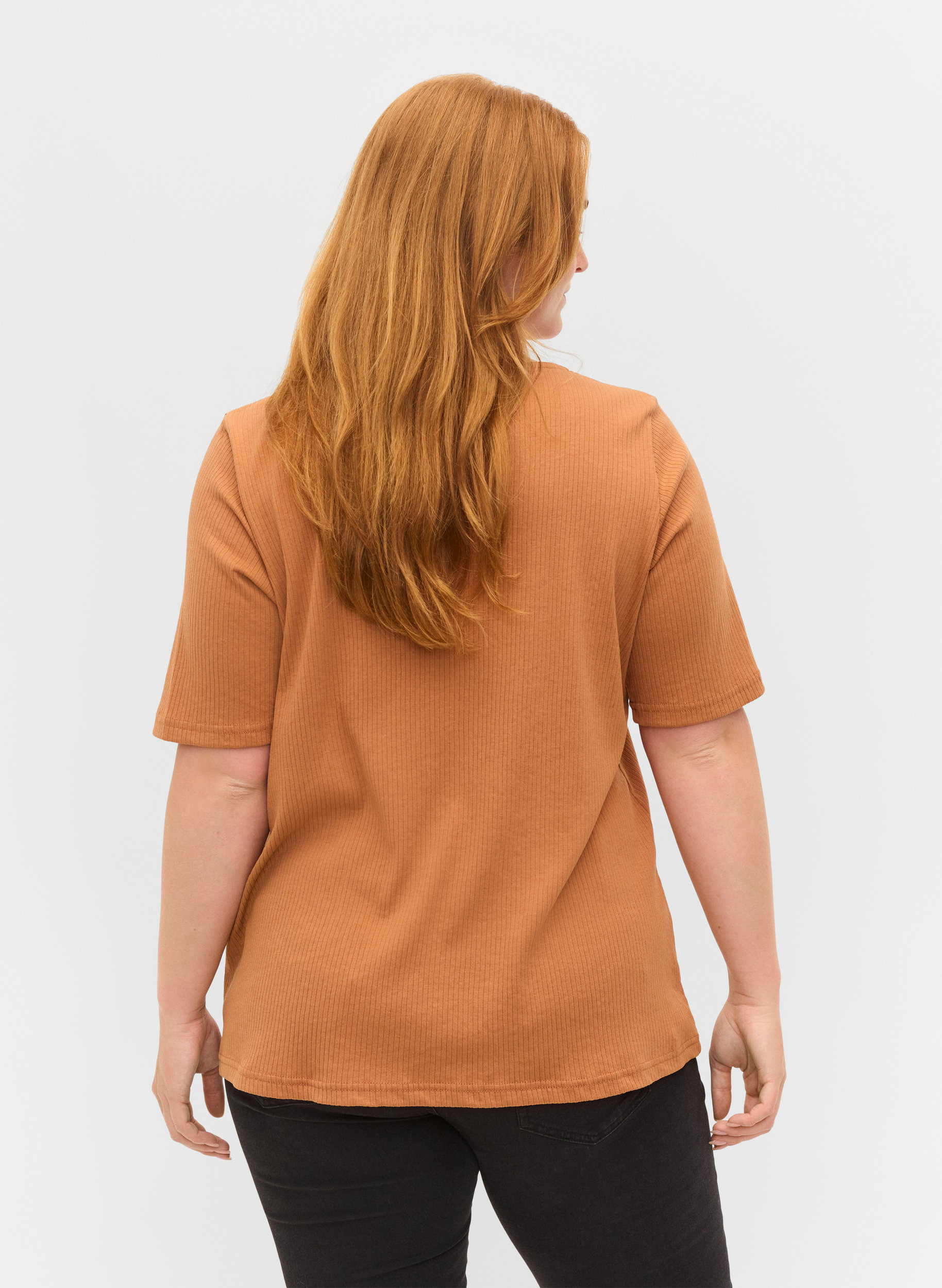 Kurzarm T-Shirt mit Knöpfen, Pecan Brown, Model image number 1