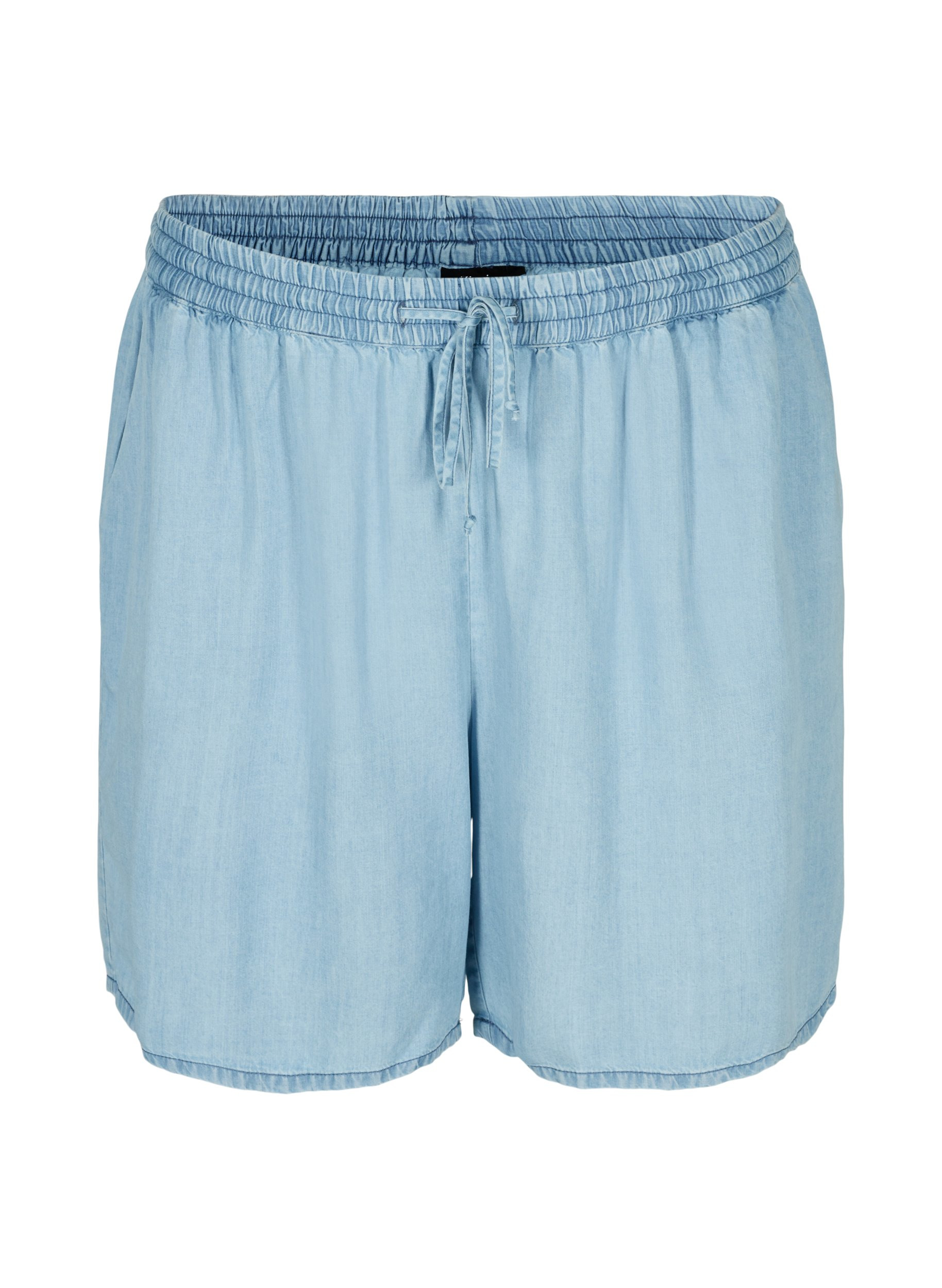 Shorts mit lockerer Passform, Bindeschnüren und Taschen, Light blue denim, Packshot image number 0
