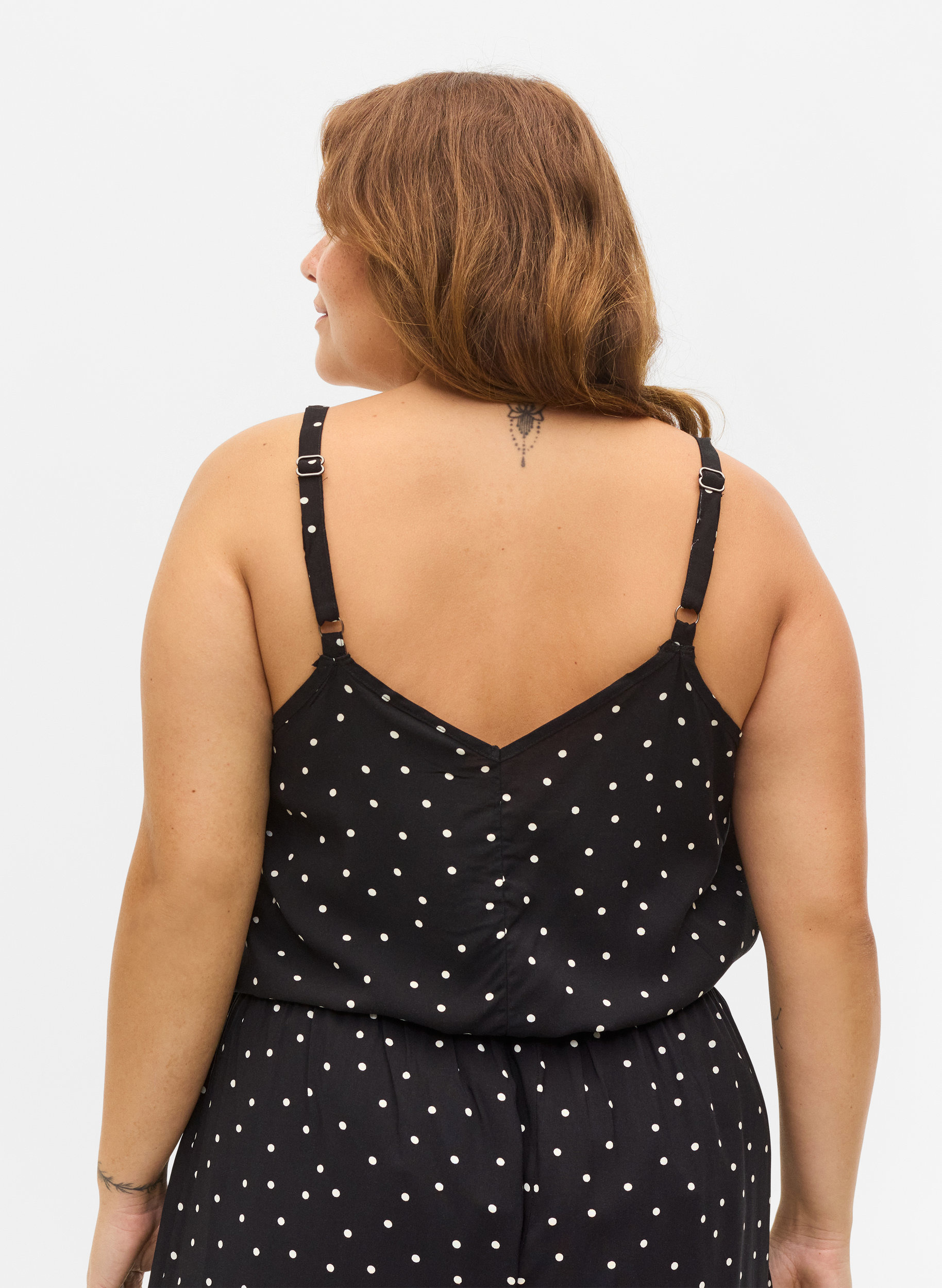 Gepunktetes Nachttop aus Viskose mit Spitze, Angora Dot, Model