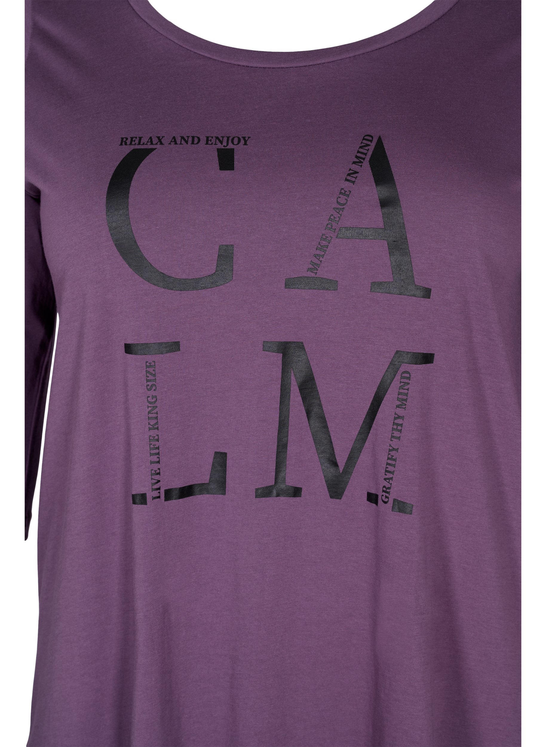 Baumwoll-T-Shirt mit 3/4 Ärmeln, Vintage Violet, Packshot image number 2