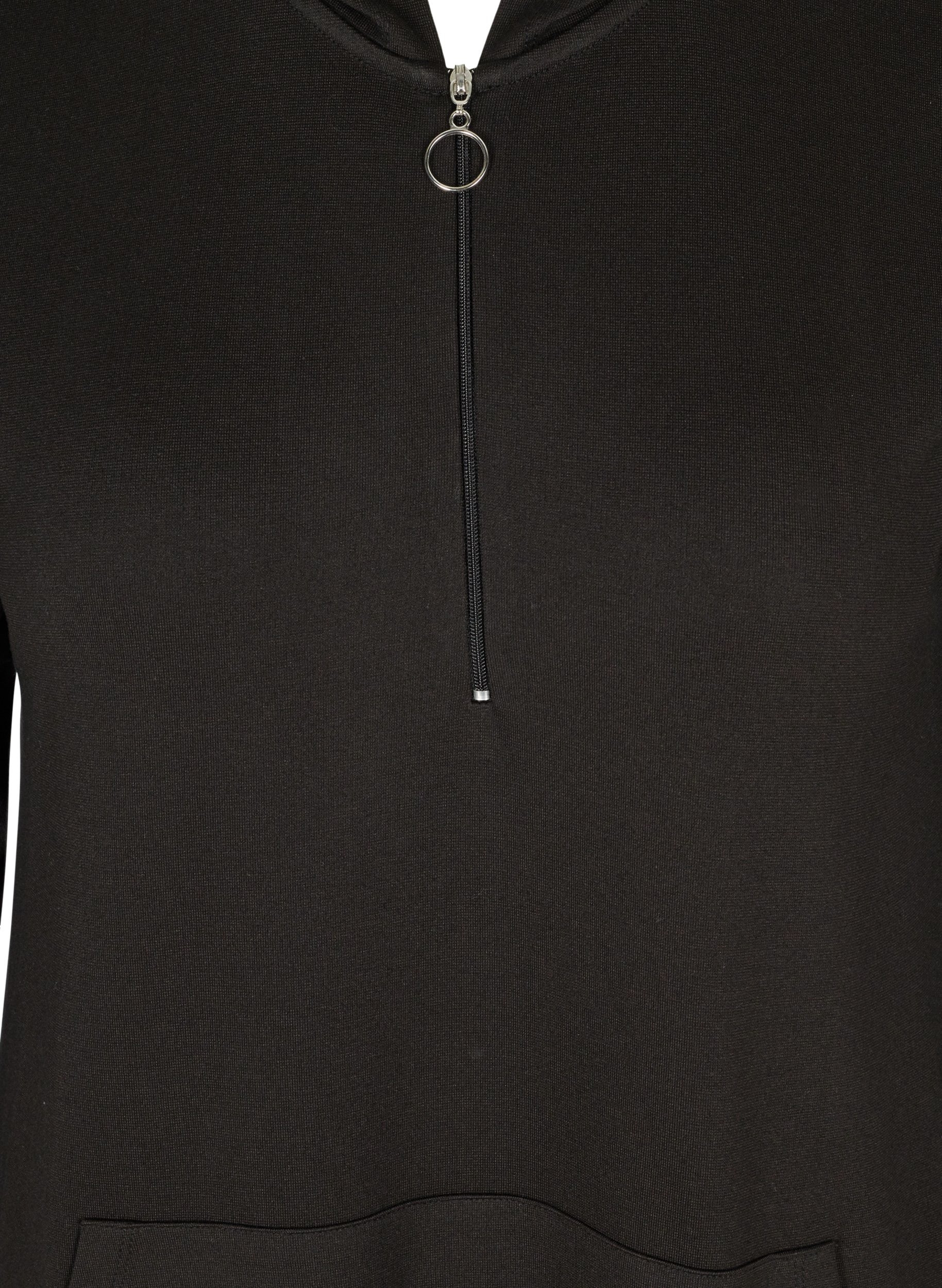Sweatkleid mit Kapuze und Reißverschluss, Black, Packshot image number 2