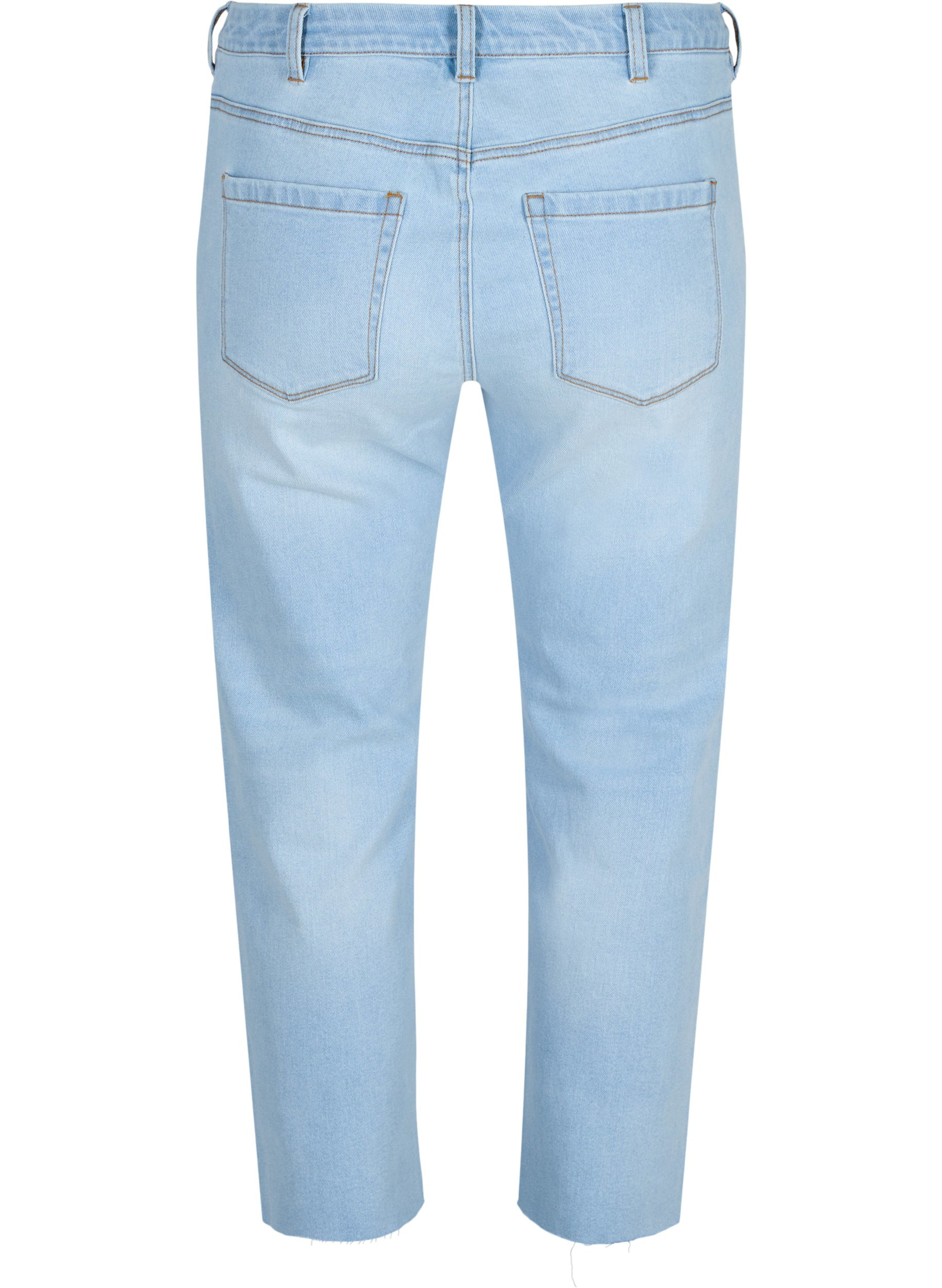 7/8-Jeans mit Fransensaum und hoher Taille, Super L.Blue Denim, Packshot image number 1