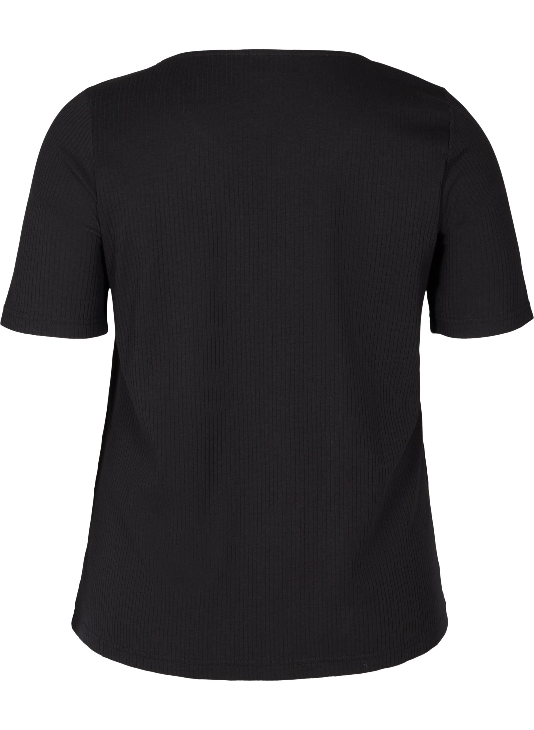 Kurzarm T-Shirt mit Knöpfen, Black, Packshot image number 1