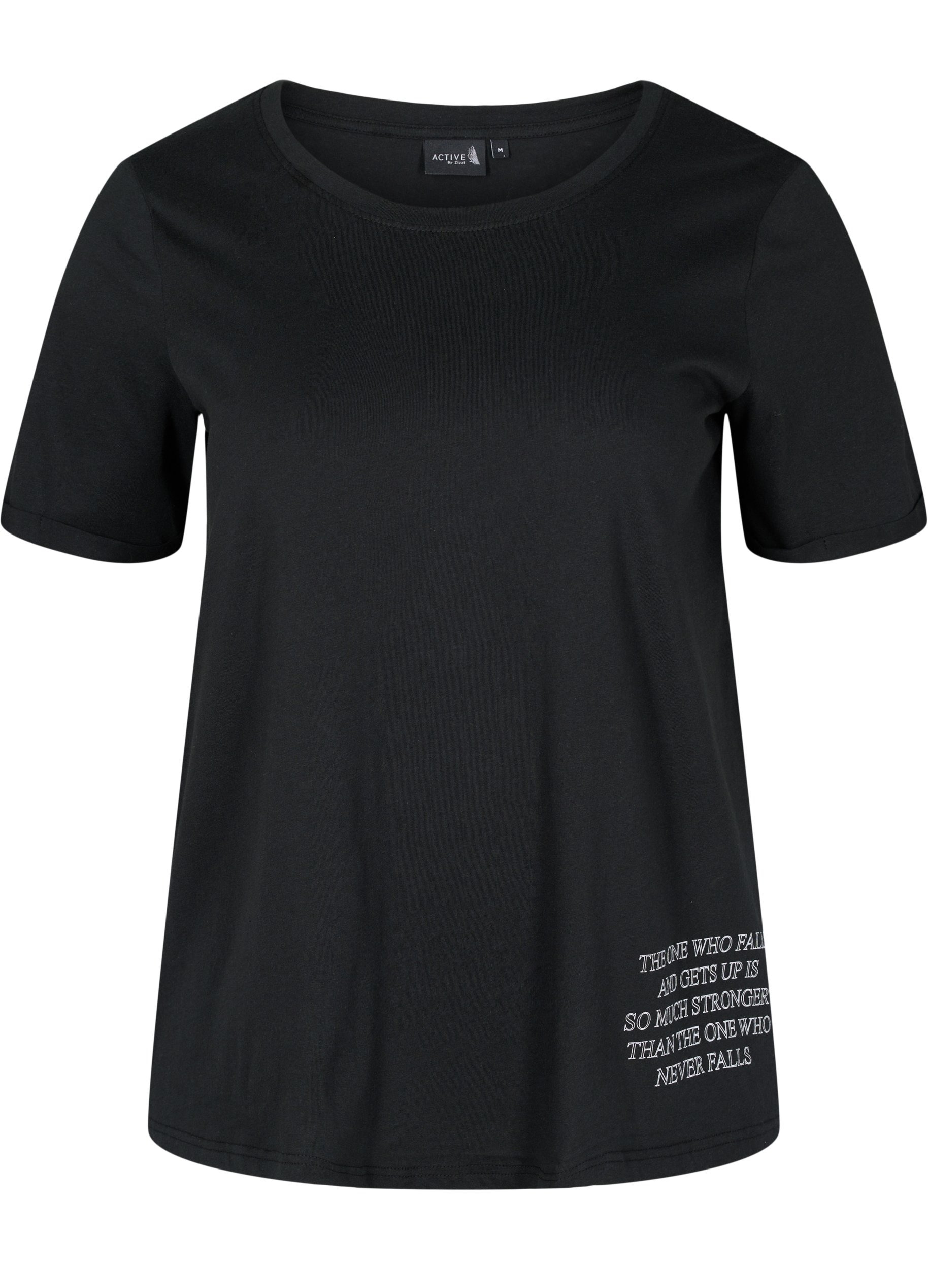 Trainings-T-Shirt mit Text und kurzen Ärmeln, Black, Packshot image number 0