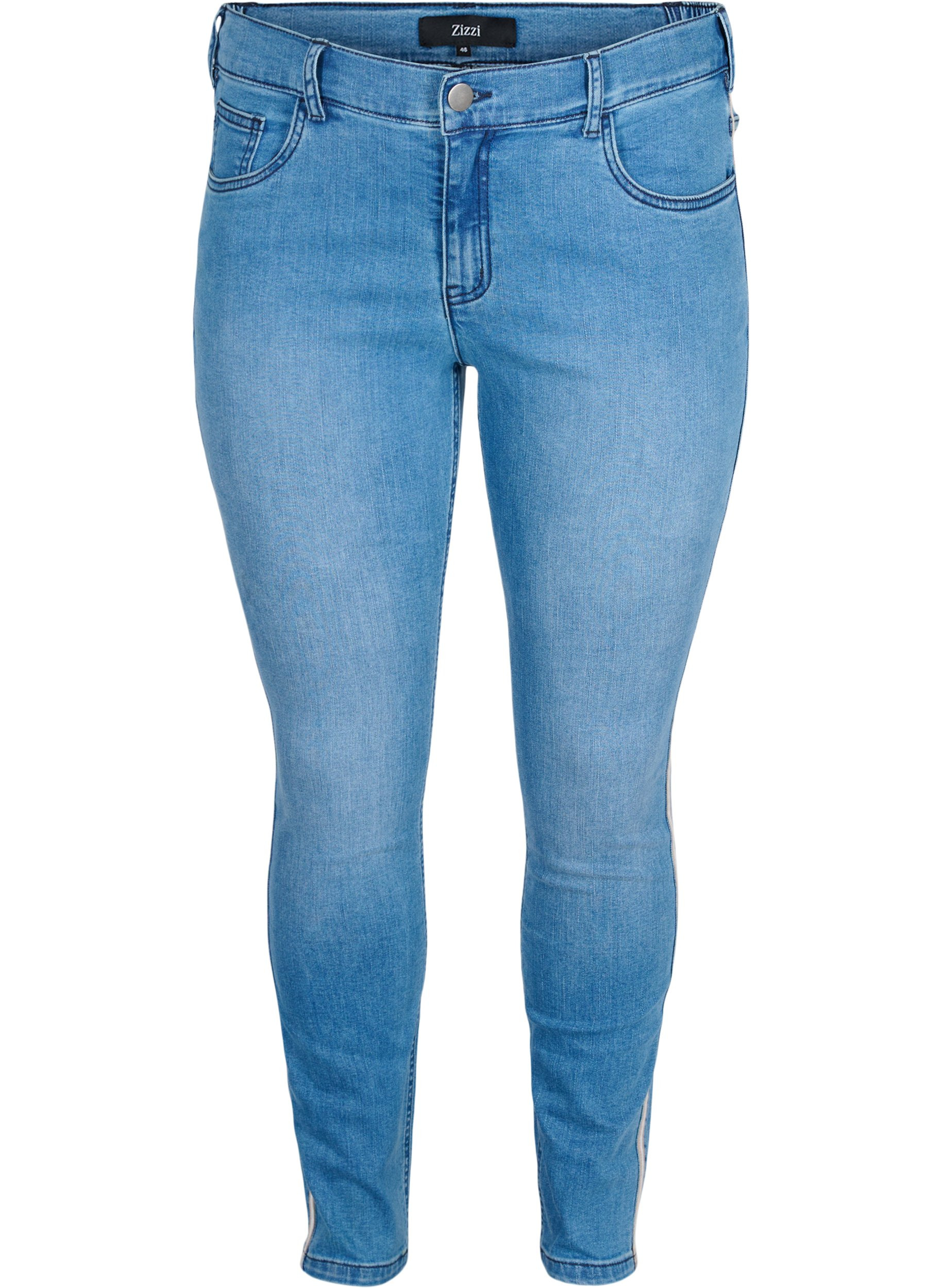 Cropped Sanna Jeans mit Streifen an der Seite, Light blue denim, Packshot image number 0