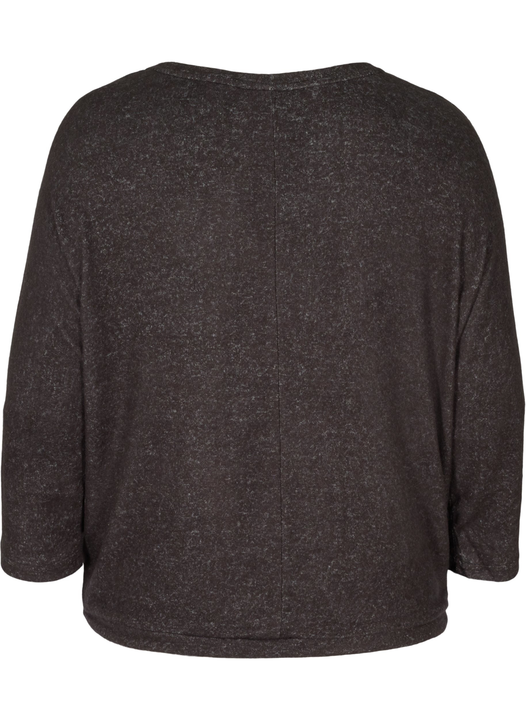 Melierte Bluse mit verstellbarem Bund, Dark Grey Melange, Packshot image number 1
