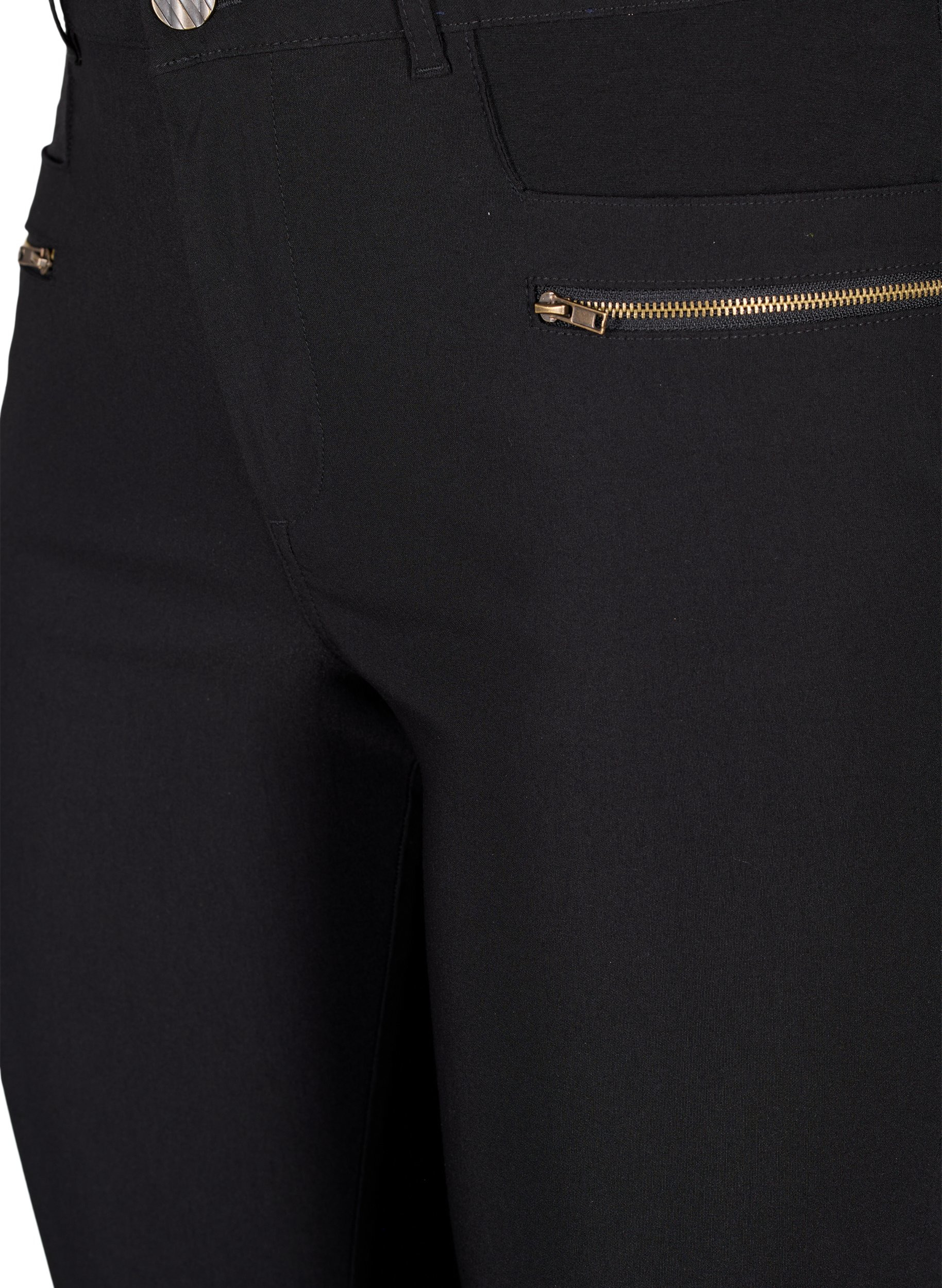 Enganliegende Hose mit Reißverschlussdetails, Black, Packshot image number 2