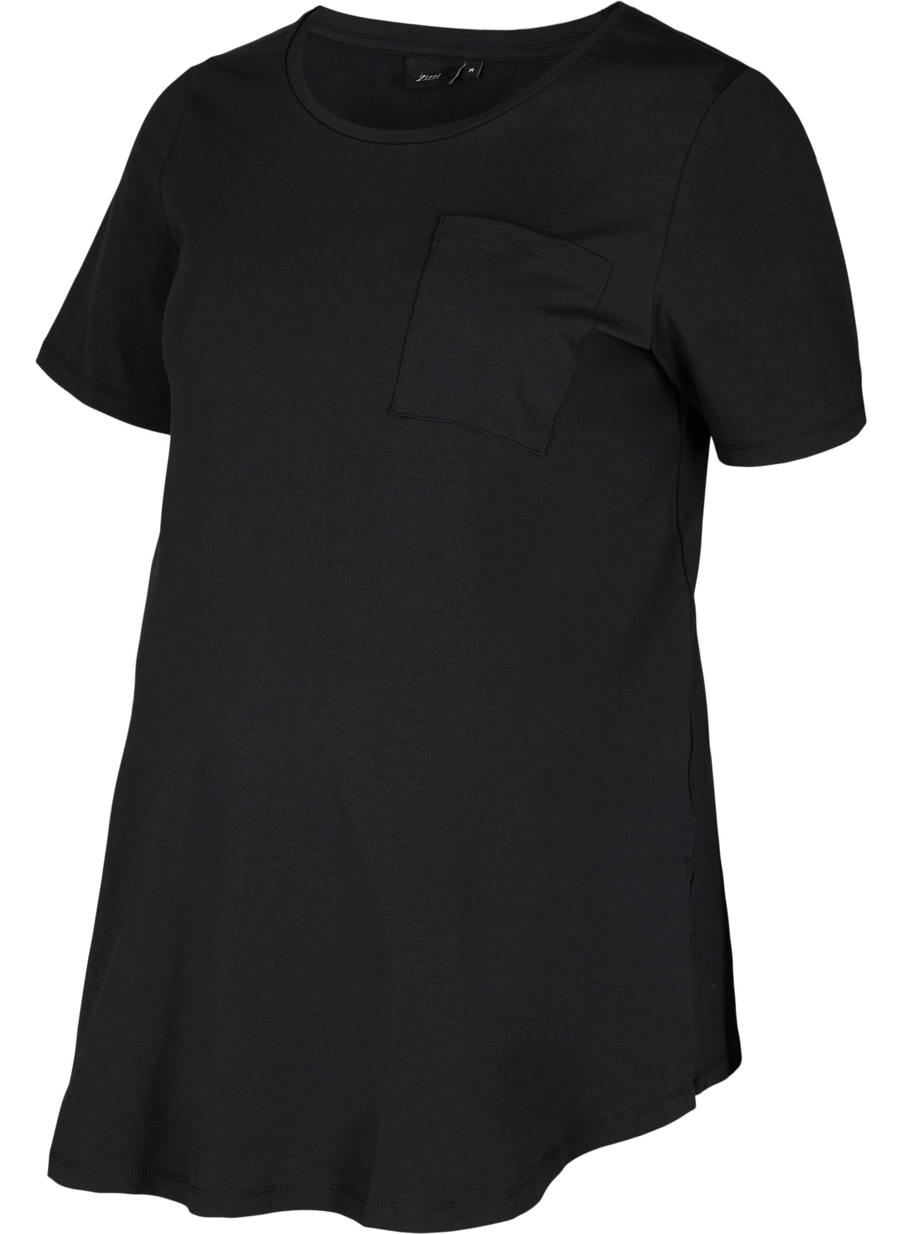 Kurzarm Umstands-T-Shirt aus Baumwolle, Black, Packshot image number 0