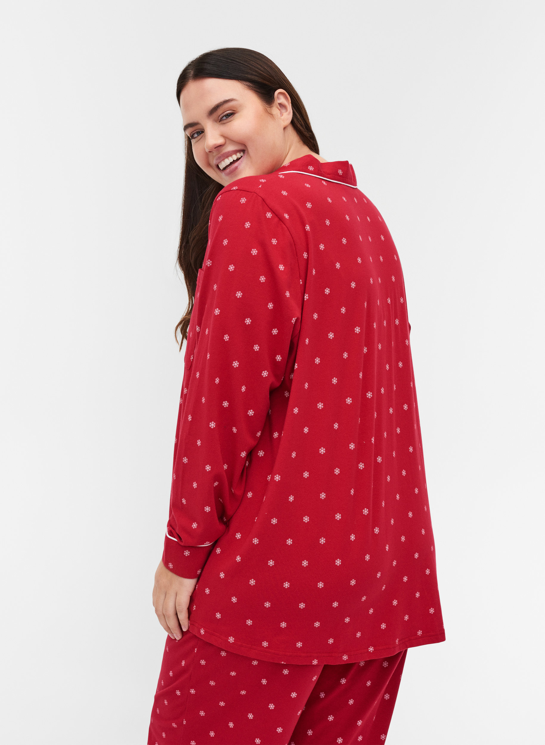 Schlafanzugoberteil aus Baumwolle mit Print, Tango Red AOP, Model image number 1