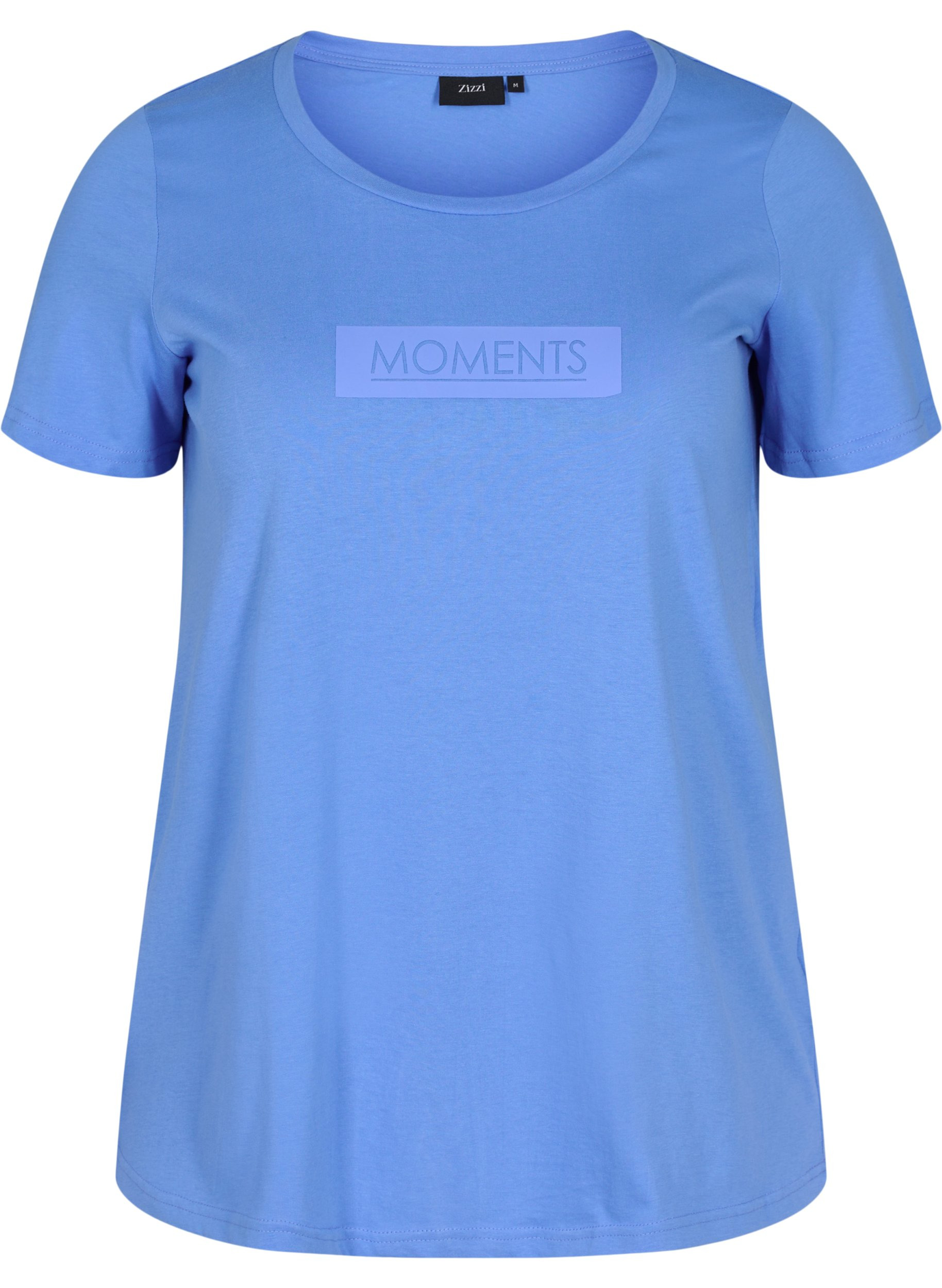 Kurzarm T-Shirt aus Baumwolle mit Aufdruck, Ultramarine TEXT, Packshot image number 0