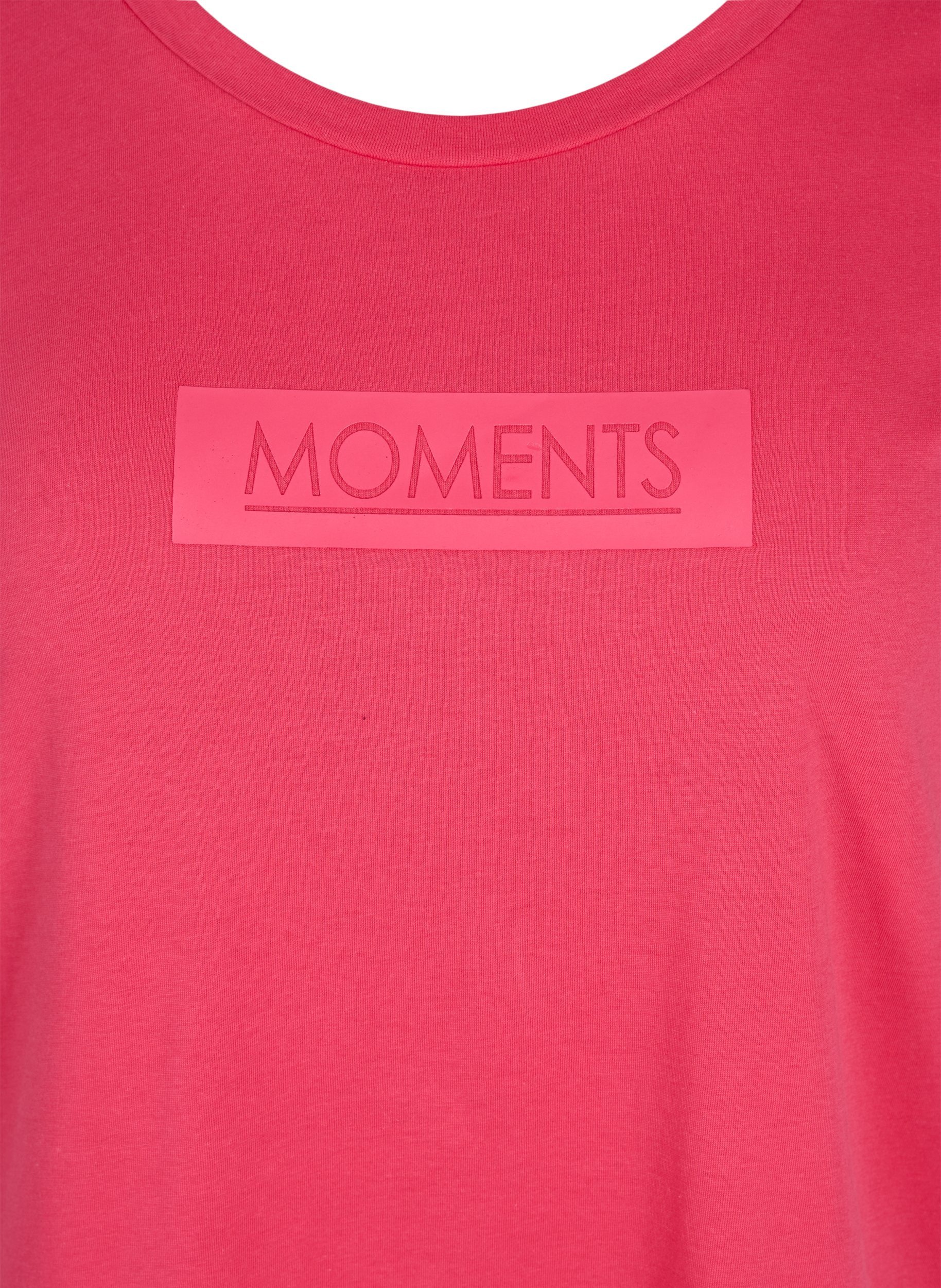 Kurzarm T-Shirt aus Baumwolle mit Aufdruck, Raspberry TEXT, Packshot image number 2