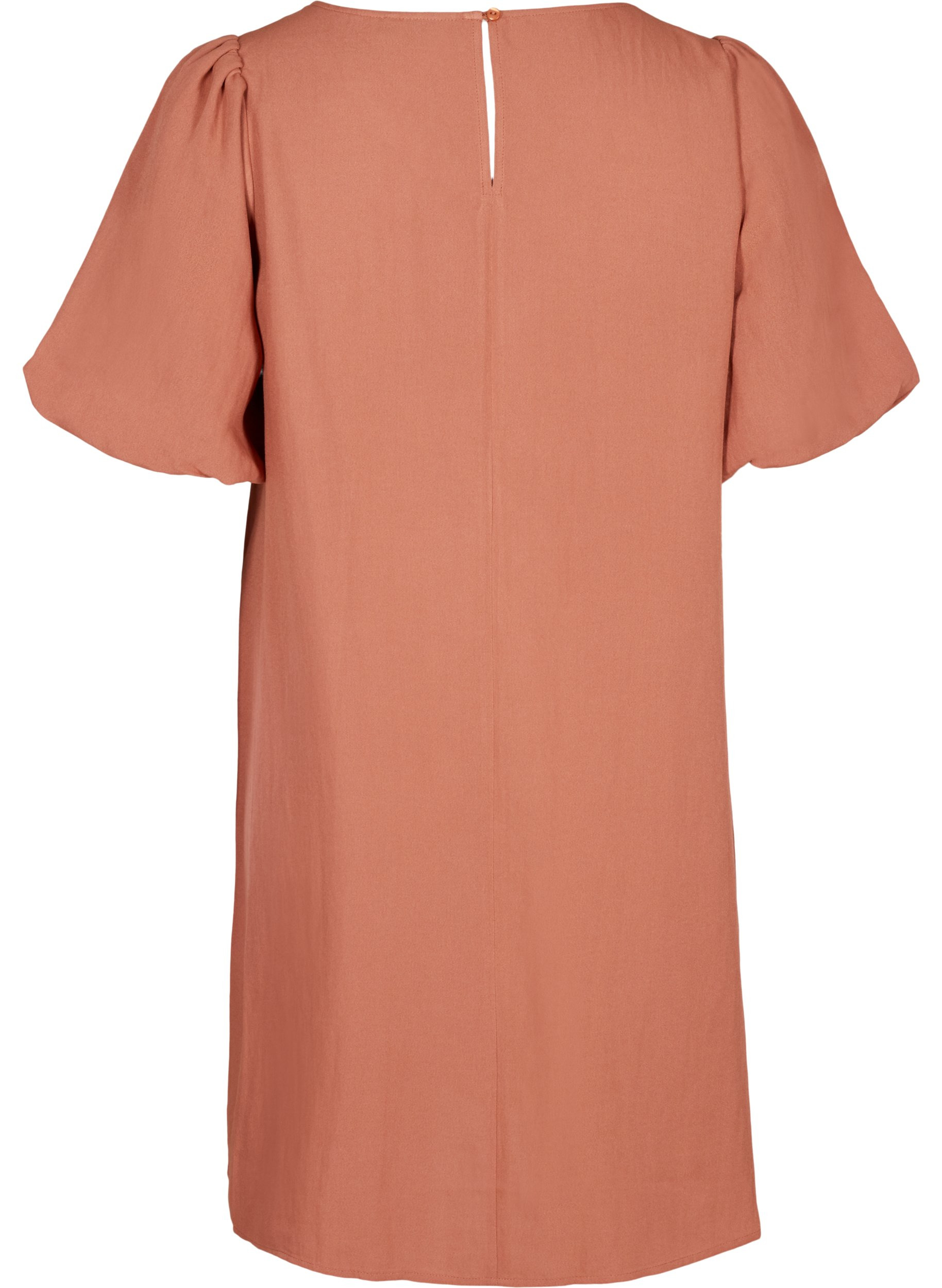Kurzarm Kleid aus Viskose mit A-Linie, Copper Brown, Packshot image number 1