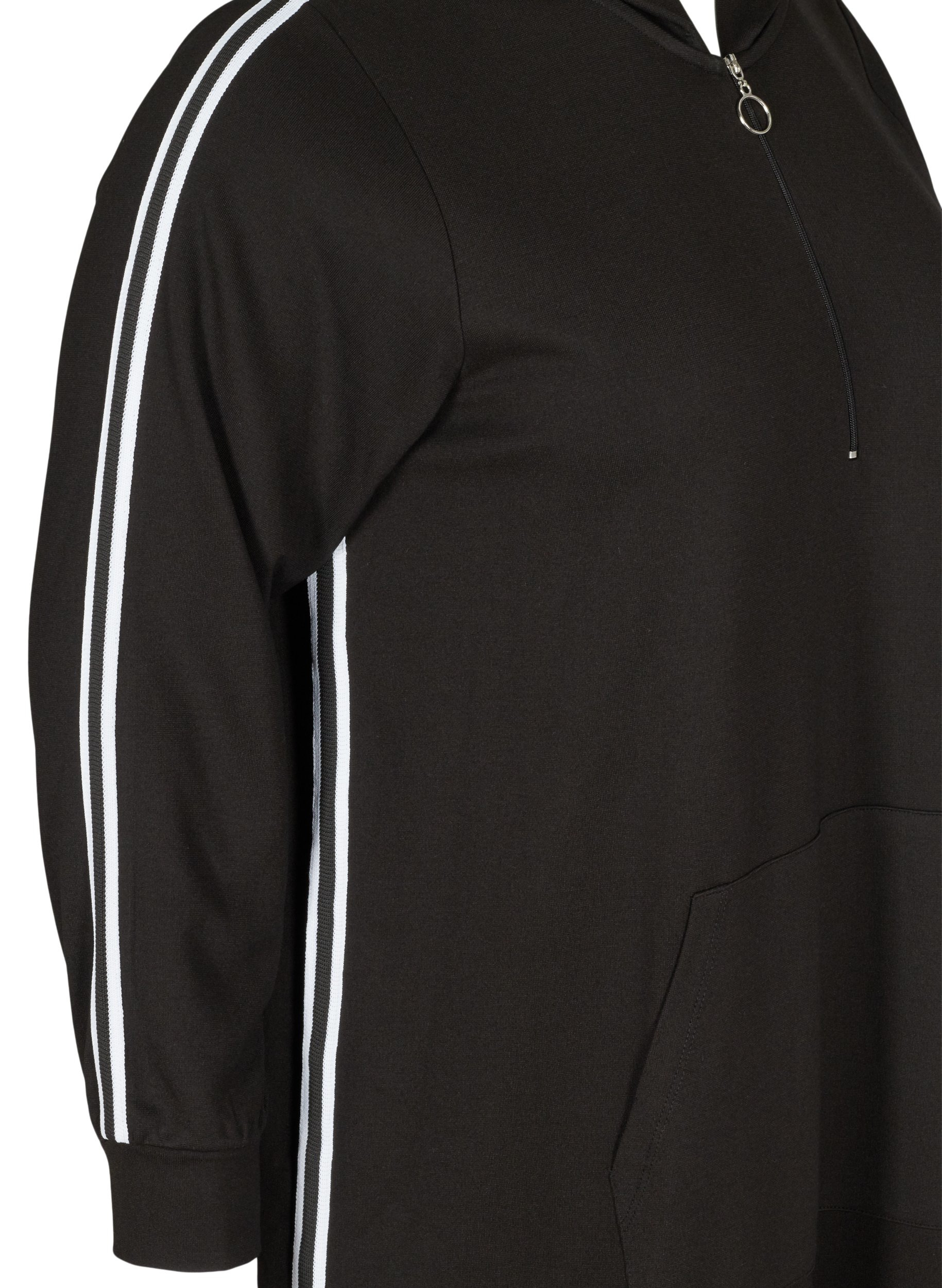 Sweatkleid mit Kapuze und Reißverschluss, Black, Packshot image number 3