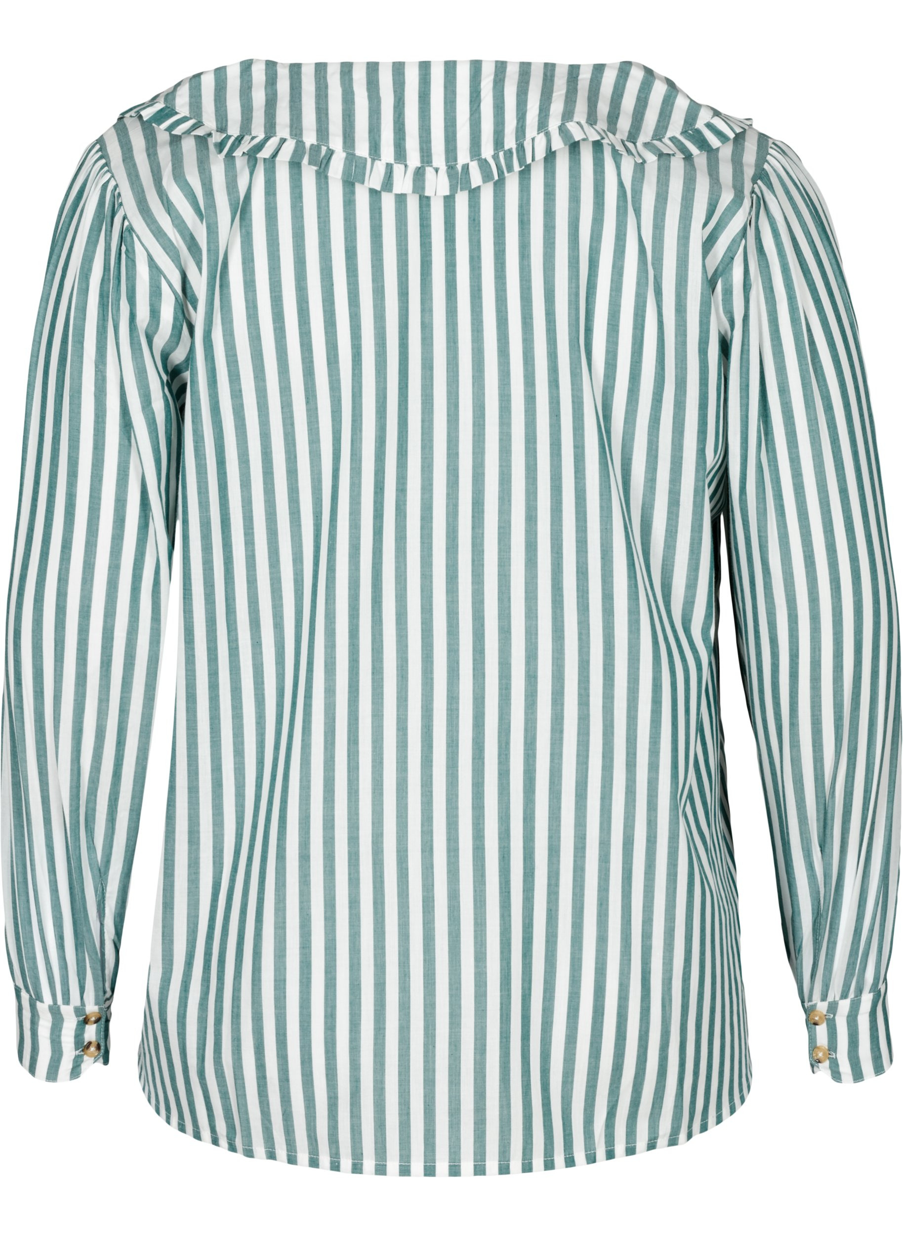 Gestreifte Hemdbluse aus Baumwolle, Green Stripe , Packshot image number 1