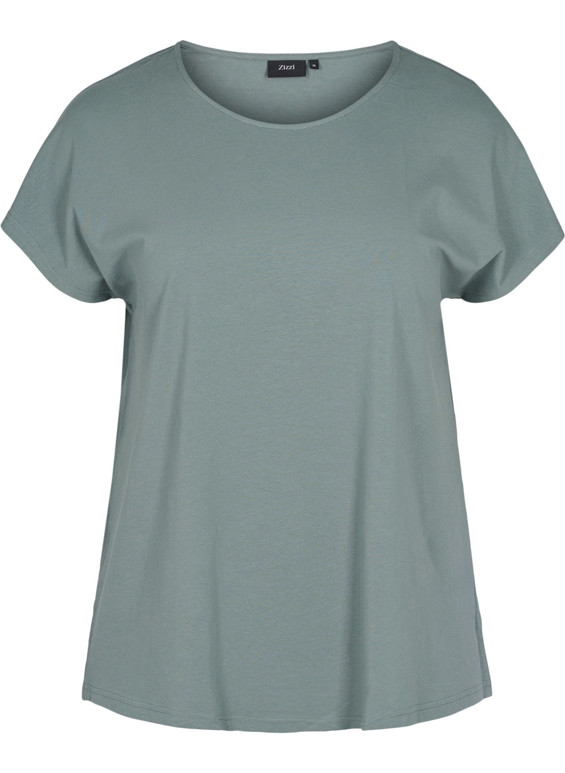T-Shirt aus Baumwolle mit kurzen Ärmeln, Balsam Green Solid, Packshot image number 0