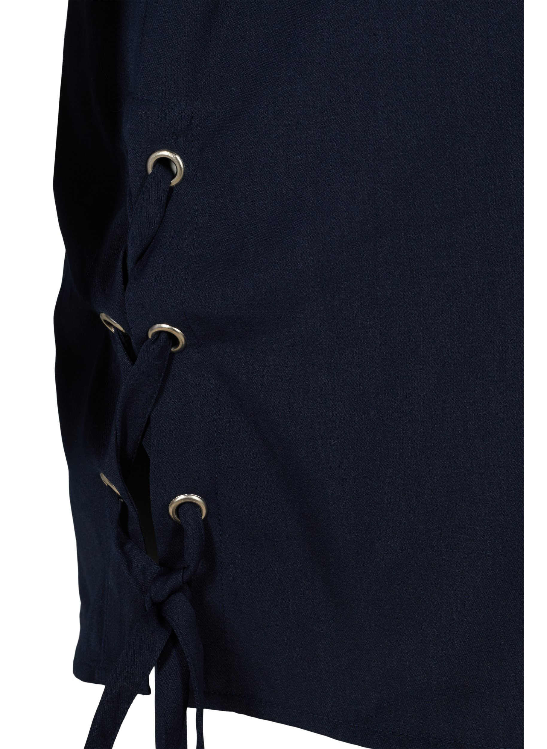 Kleid mit V-Ausschnitt und Schnürdetails, Medieval Blue, Packshot image number 3